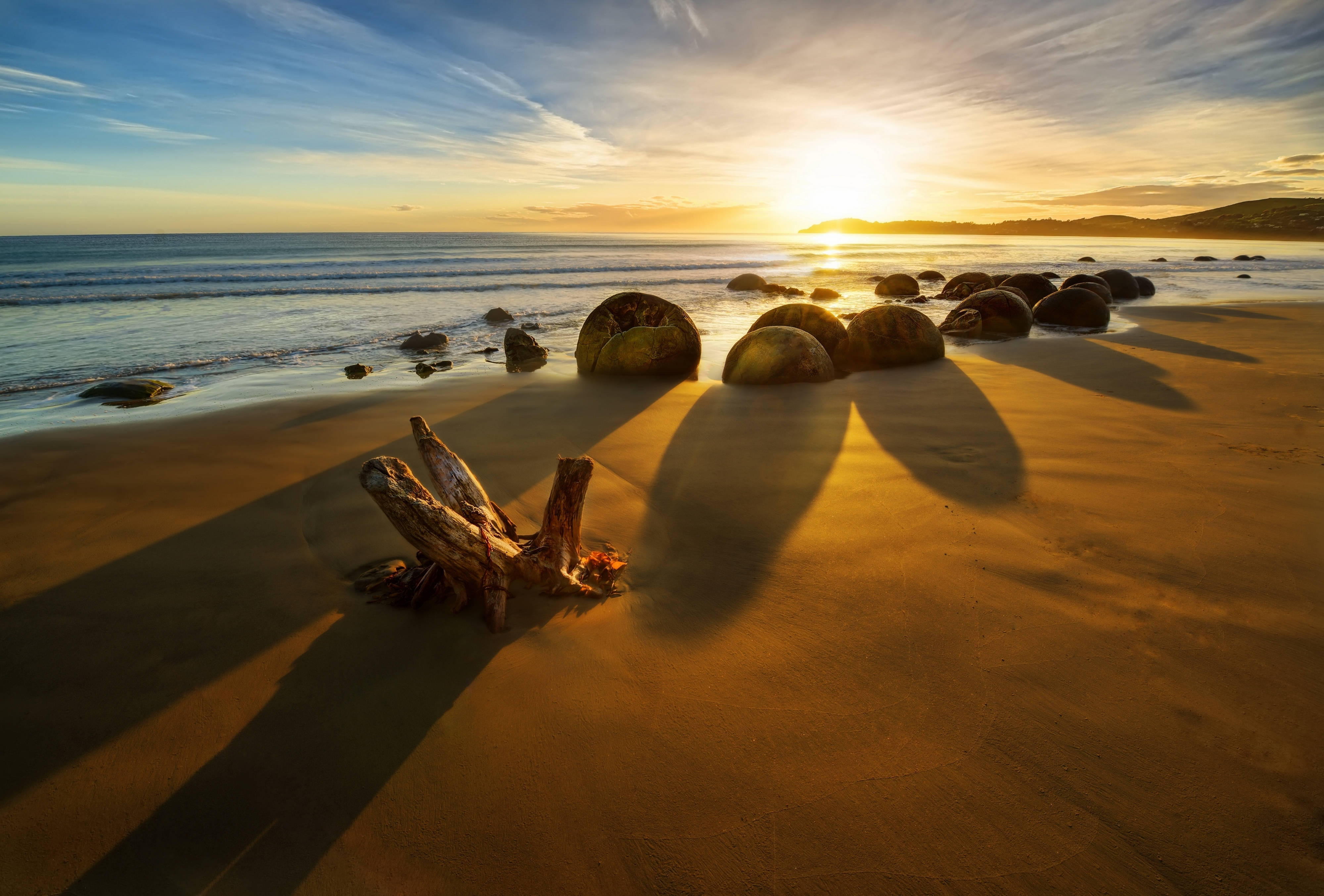 sunrise, beach, New Zealand, 4K Desktop Wallpaper