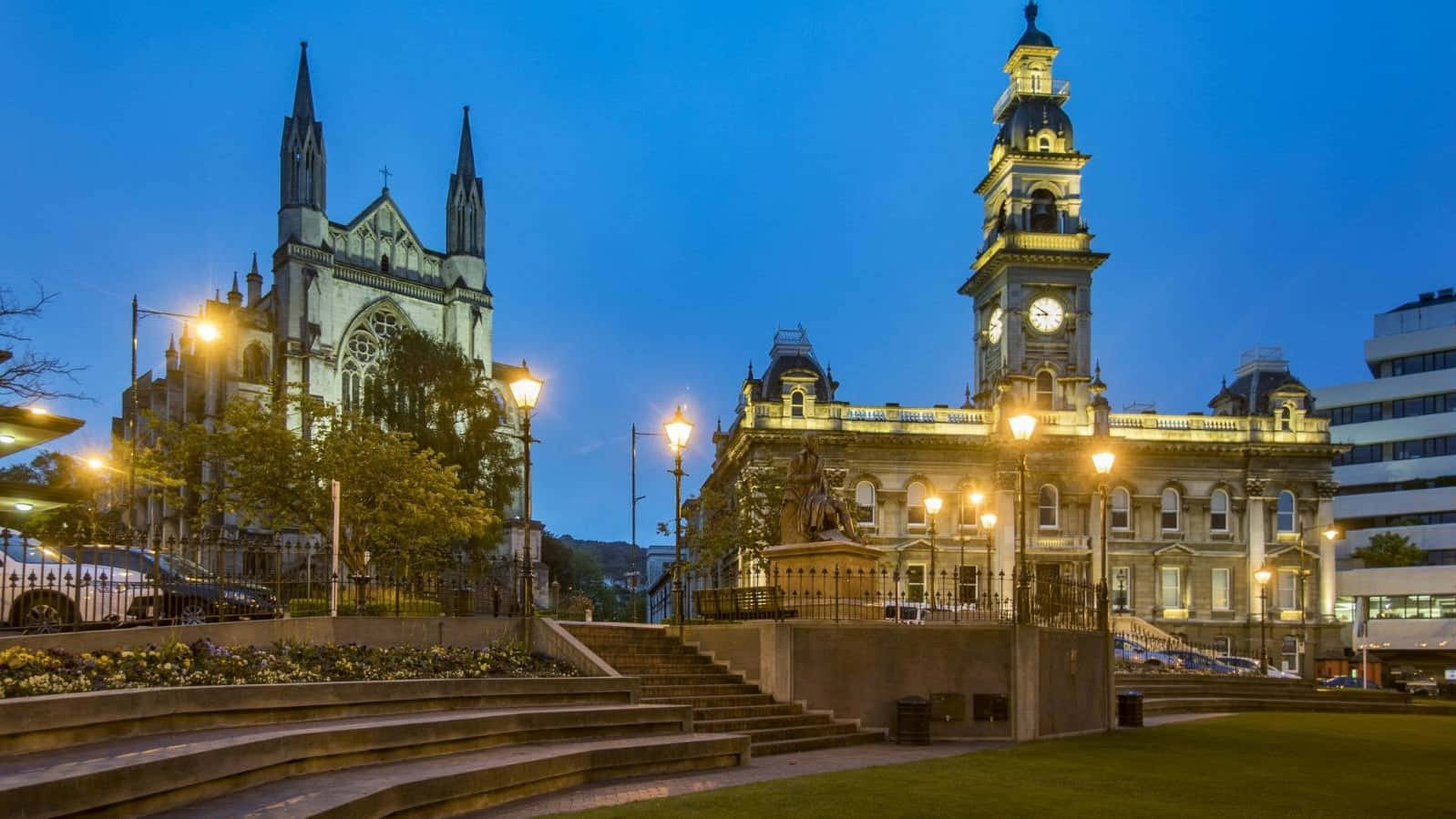 Dunedin, cityscape, twilight, HD Desktop Wallpaper