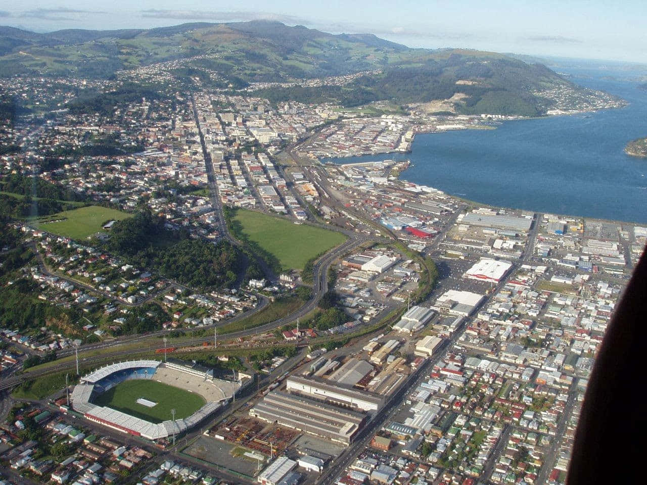 Dunedin New Zealand, coastal city, green hills, HD Desktop Wallpaper
