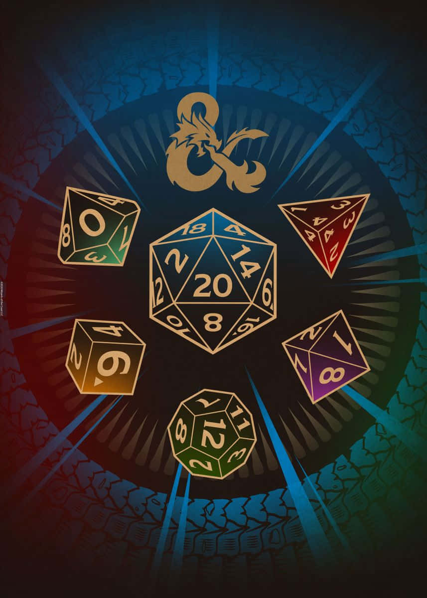 Dungeons And Dragons Phone, d20, glowing fantasy dice, SD Phone Wallpaper