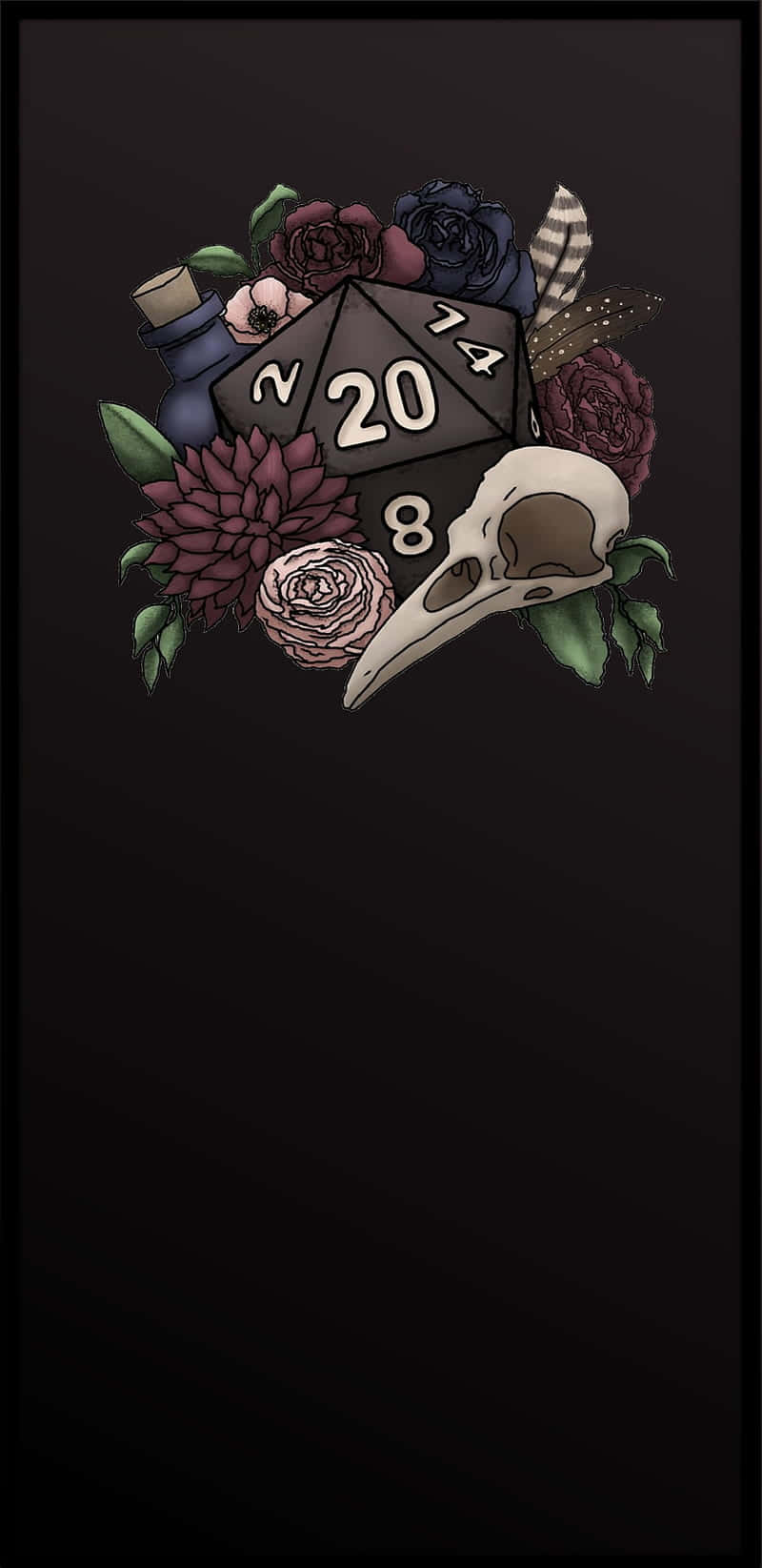 Dungeons and Dragons, twenty-sided die, deep purple flowers, HD Phone Wallpaper