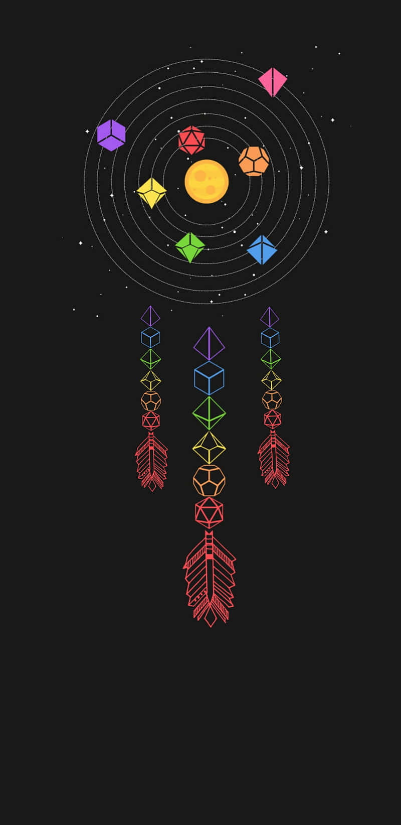 Dungeons And Dragons, geometric dreamcatcher, colorful gemstone-like shapes, HD Phone Wallpaper