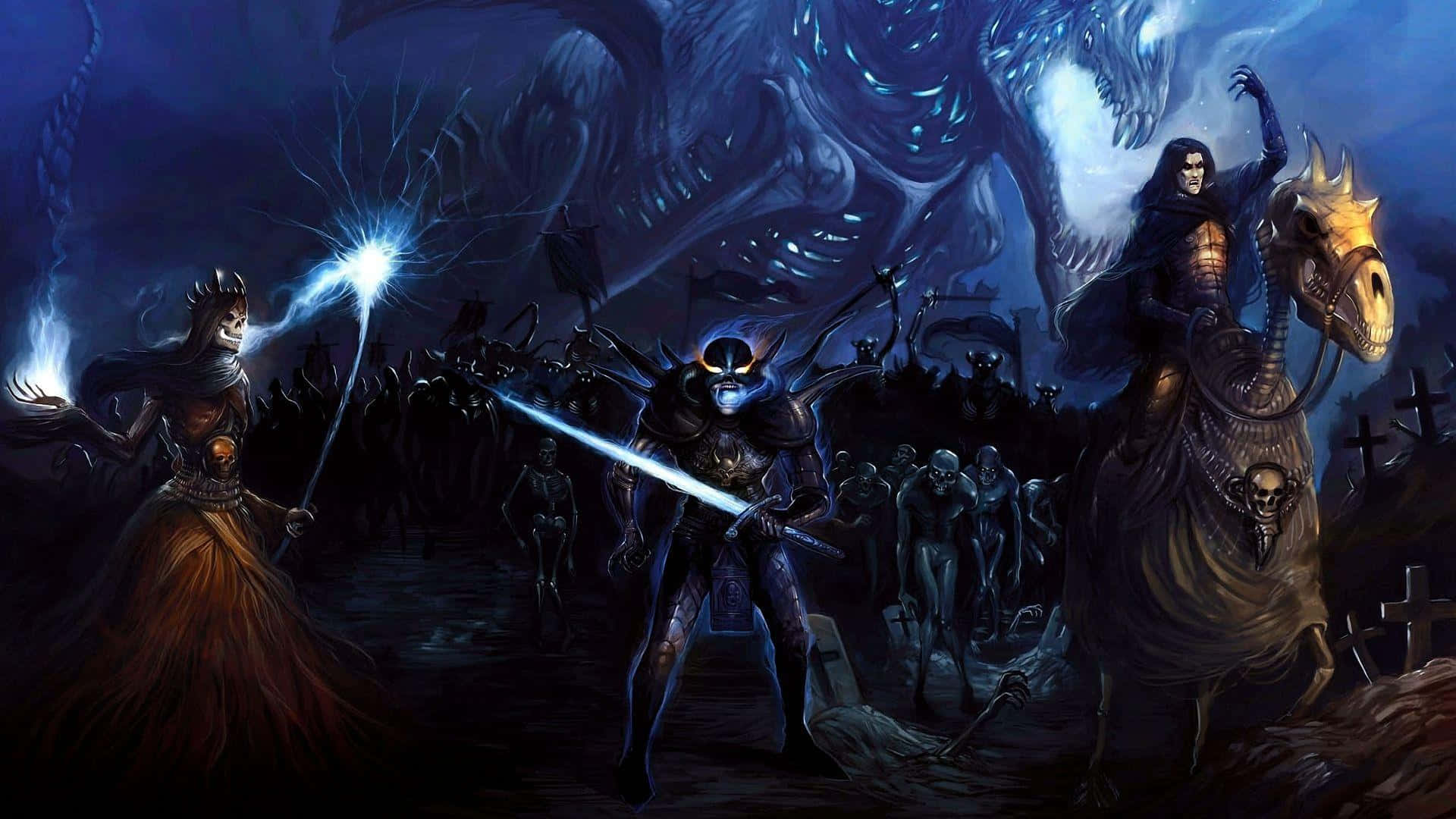 Dungeons And Dragons, glowing beast, skeletal riders, Full HD Desktop Wallpaper