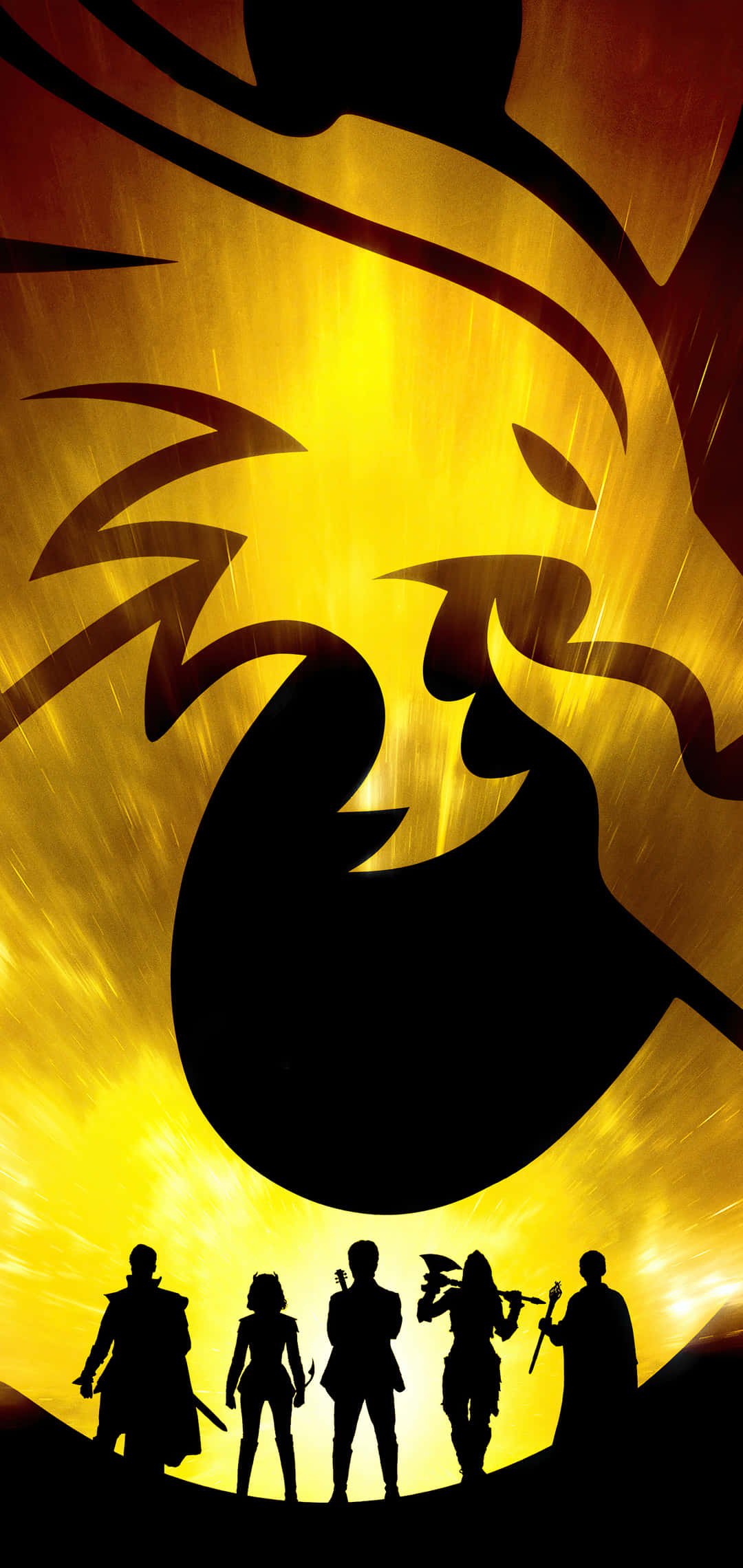 Dungeons And Dragons Phone, glowing dragon head, radiant golden background, Full HD Phone Wallpaper