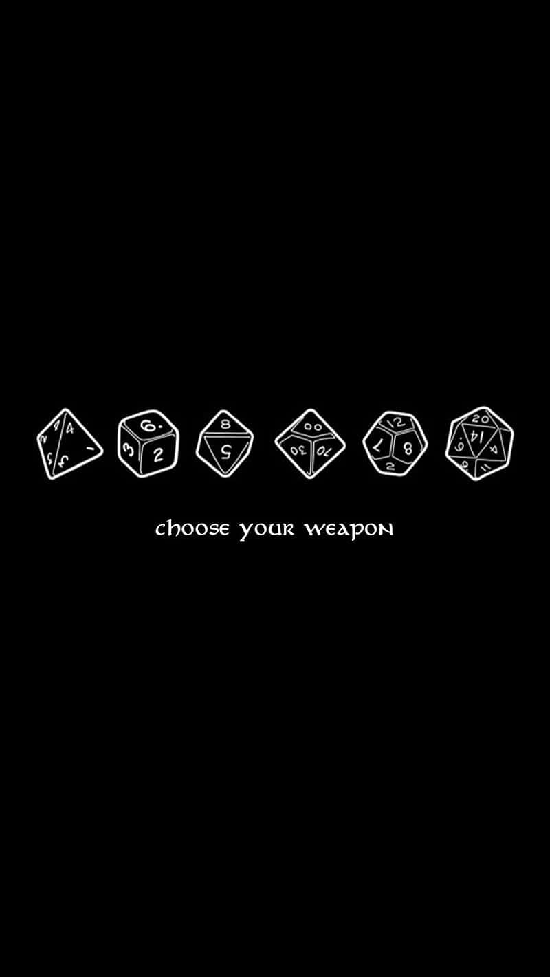 Dungeons And Dragons, white line-art dice icons, black background, HD Phone Wallpaper