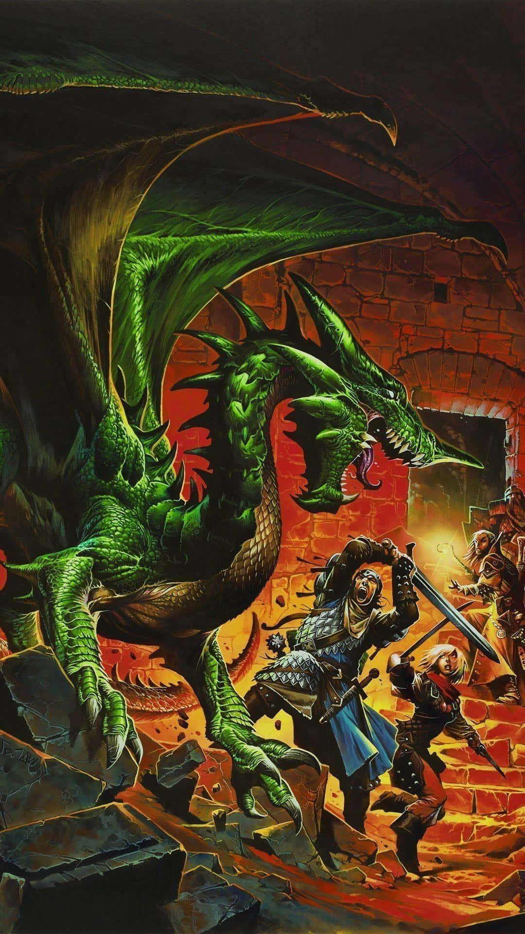 Dungeons & Dragons, green dragon, spiked scales, Full HD Phone Wallpaper
