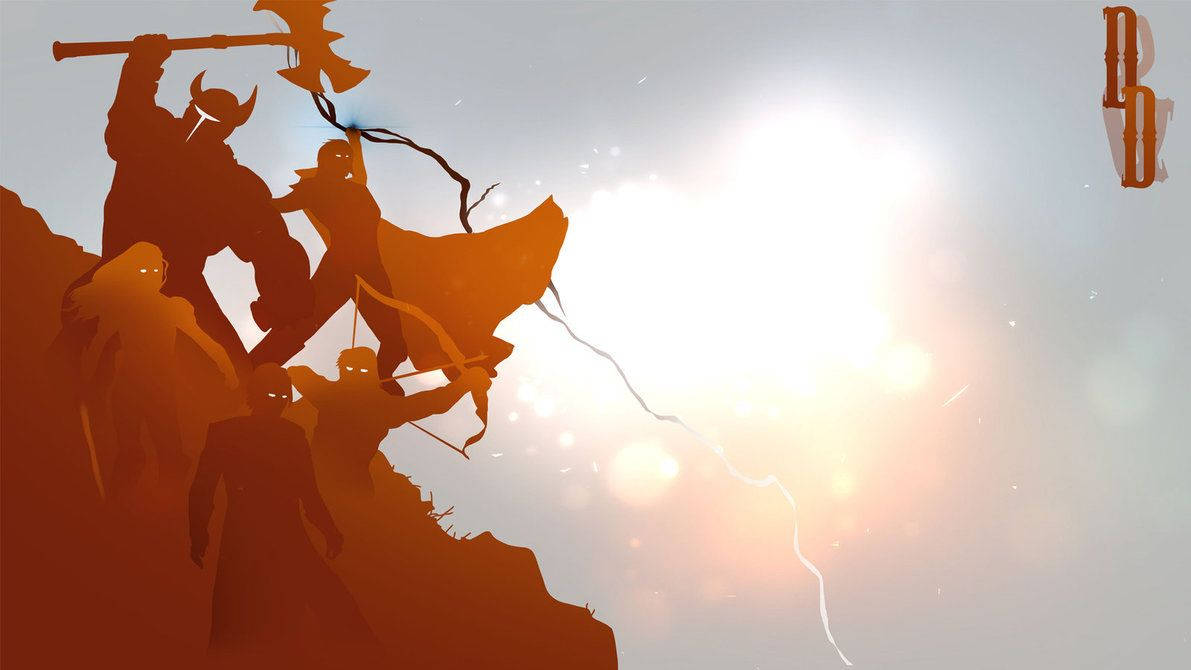Dungeons And Dragons, silhouetted warriors, axes, SD Desktop Wallpaper