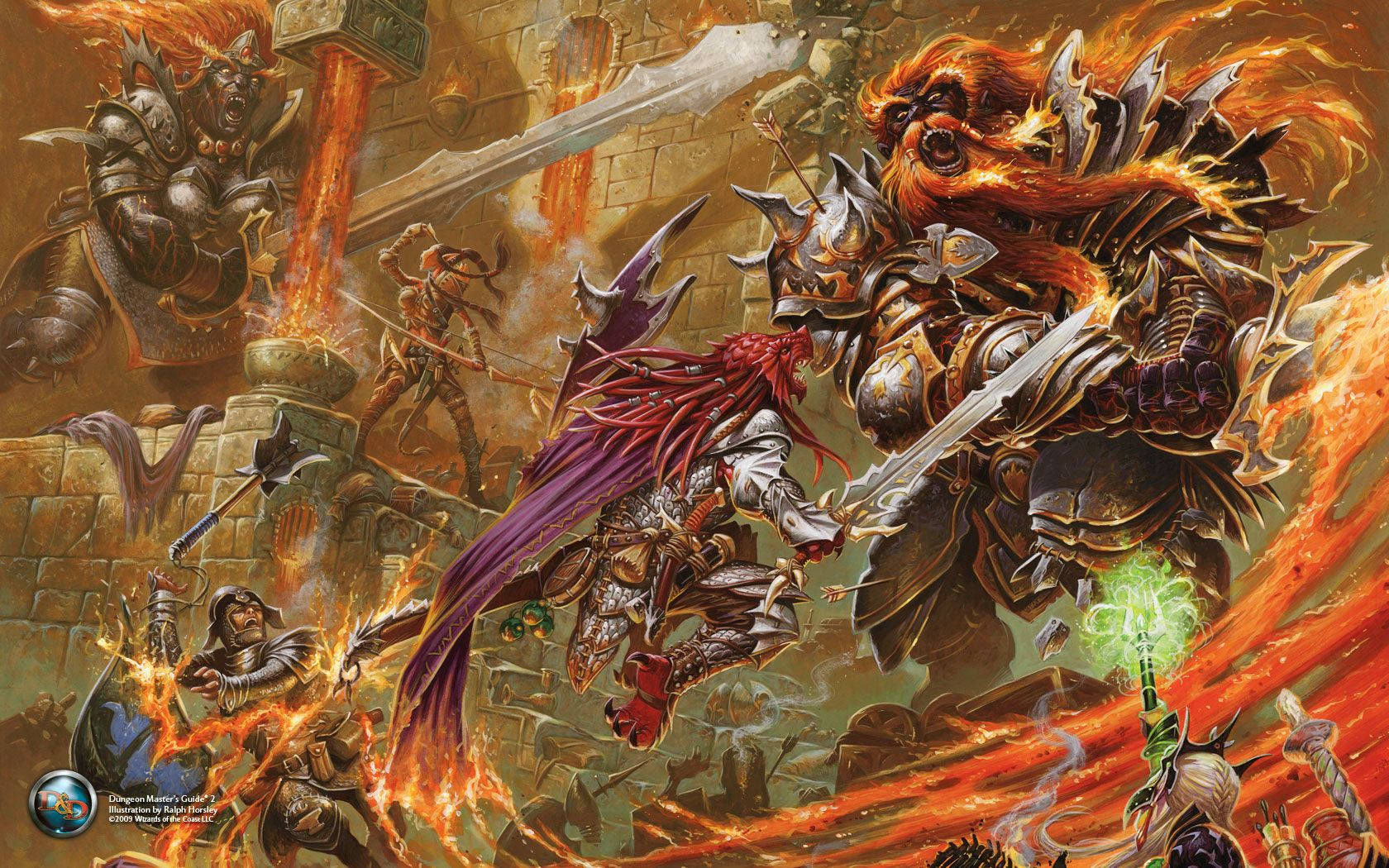 Dungeons And Dragons, fire giants, armored warriors, HD Desktop Wallpaper