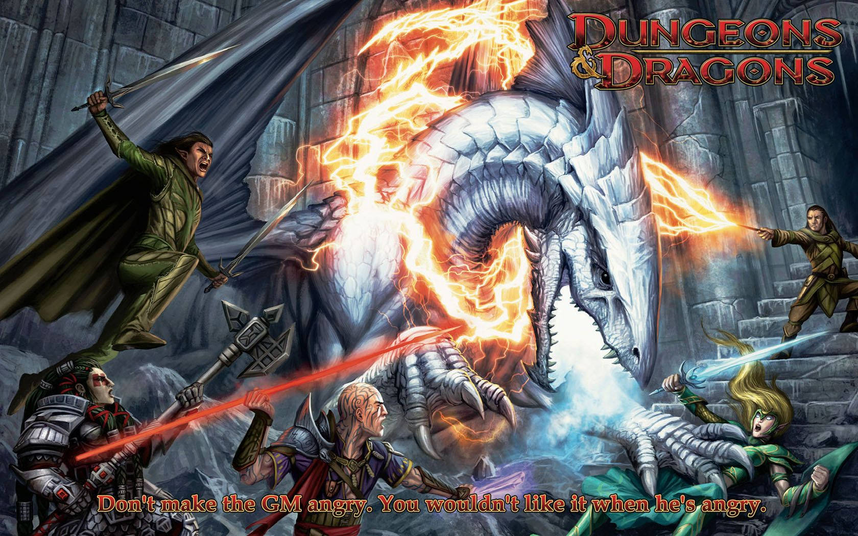 Dungeons And Dragons, white dragon, fire, HD Desktop Wallpaper