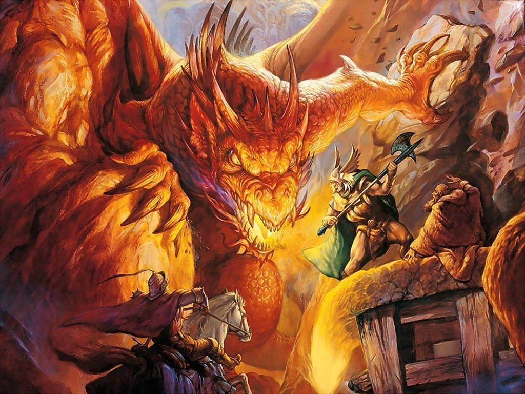 Dungeons And Dragons, yellow dragon, fire, SD Desktop Wallpaper