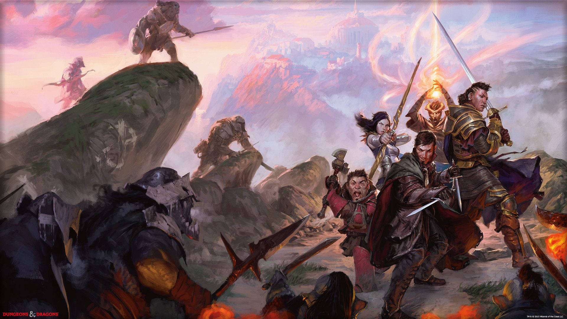 Dungeons and Dragons, warriors, monster, Full HD Desktop Wallpaper