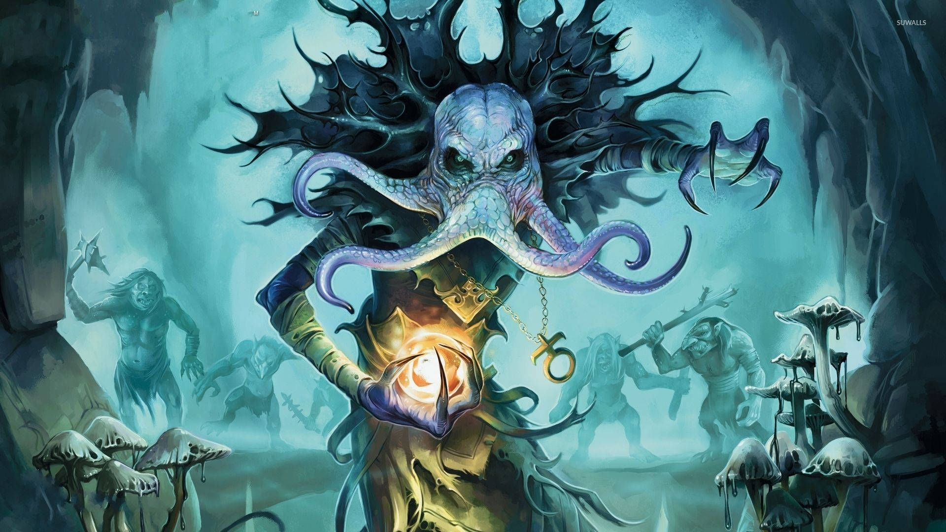 Dungeons And Dragons, blue cave monster, octopus-headed entity, Full HD Desktop Wallpaper