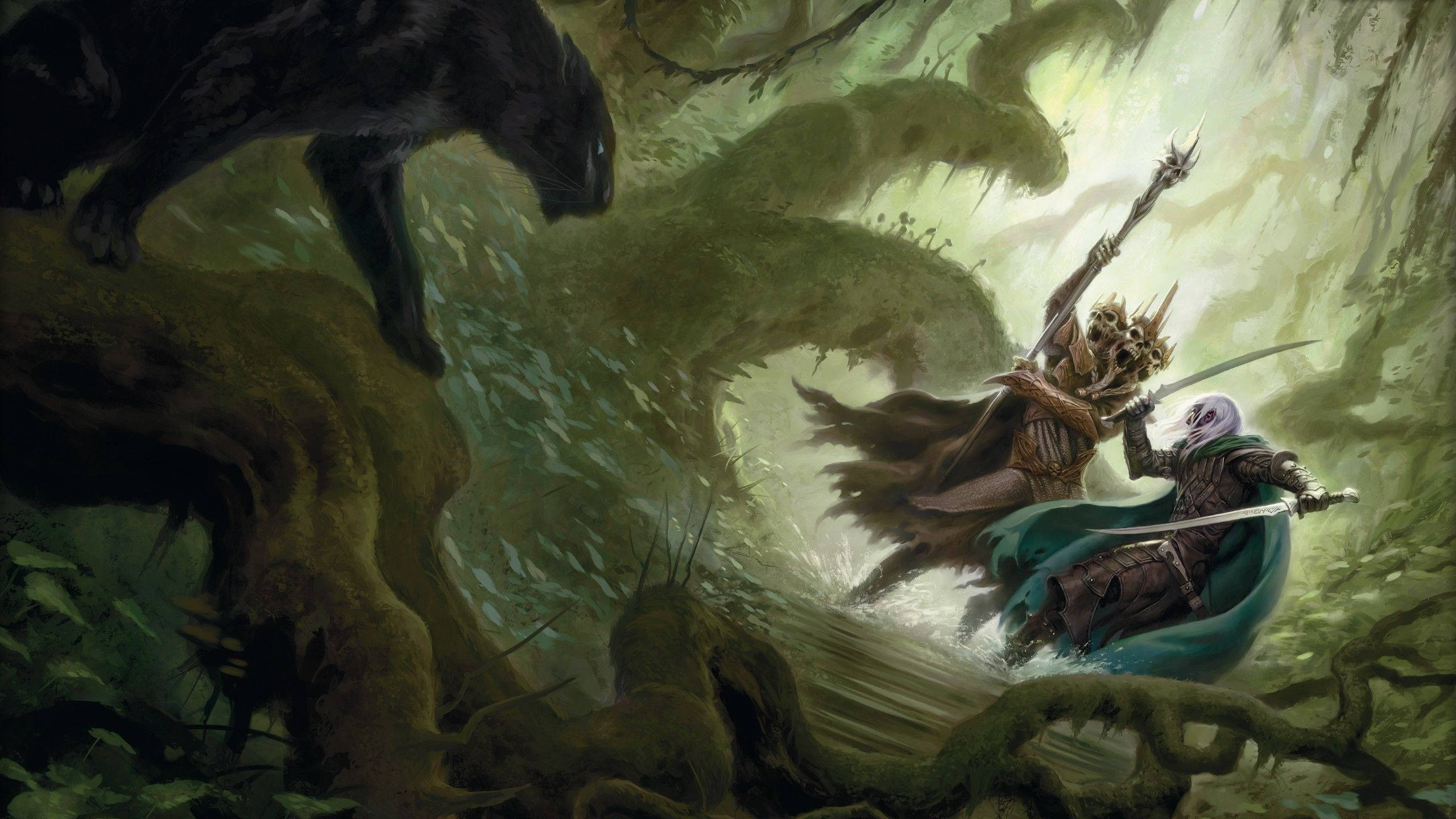 Dungeons And Dragons, enchanted forest, armored warriors, 2K Desktop Wallpaper