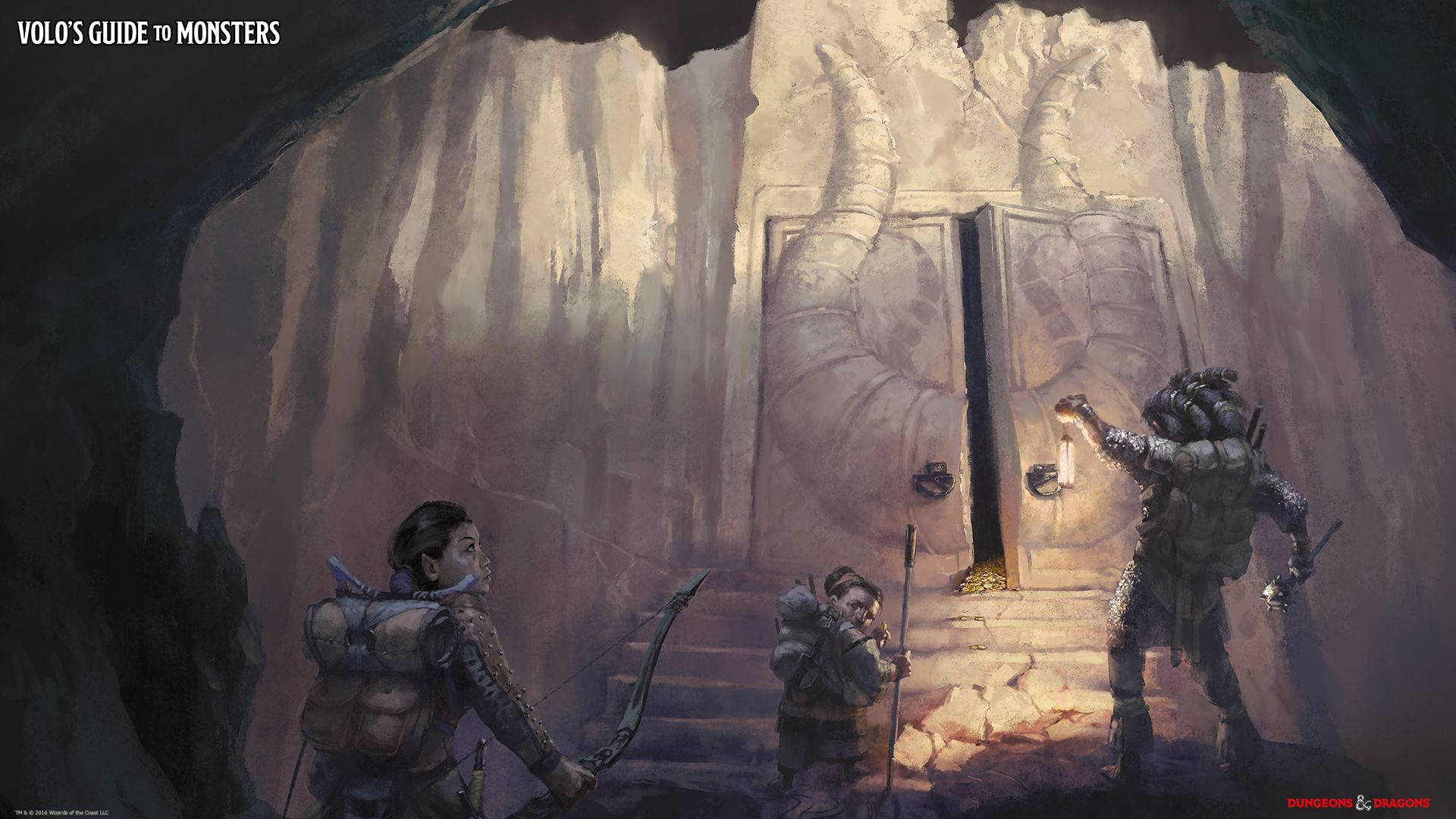 Dungeons And Dragons, adventurers, massive stone door, Full HD Desktop Wallpaper