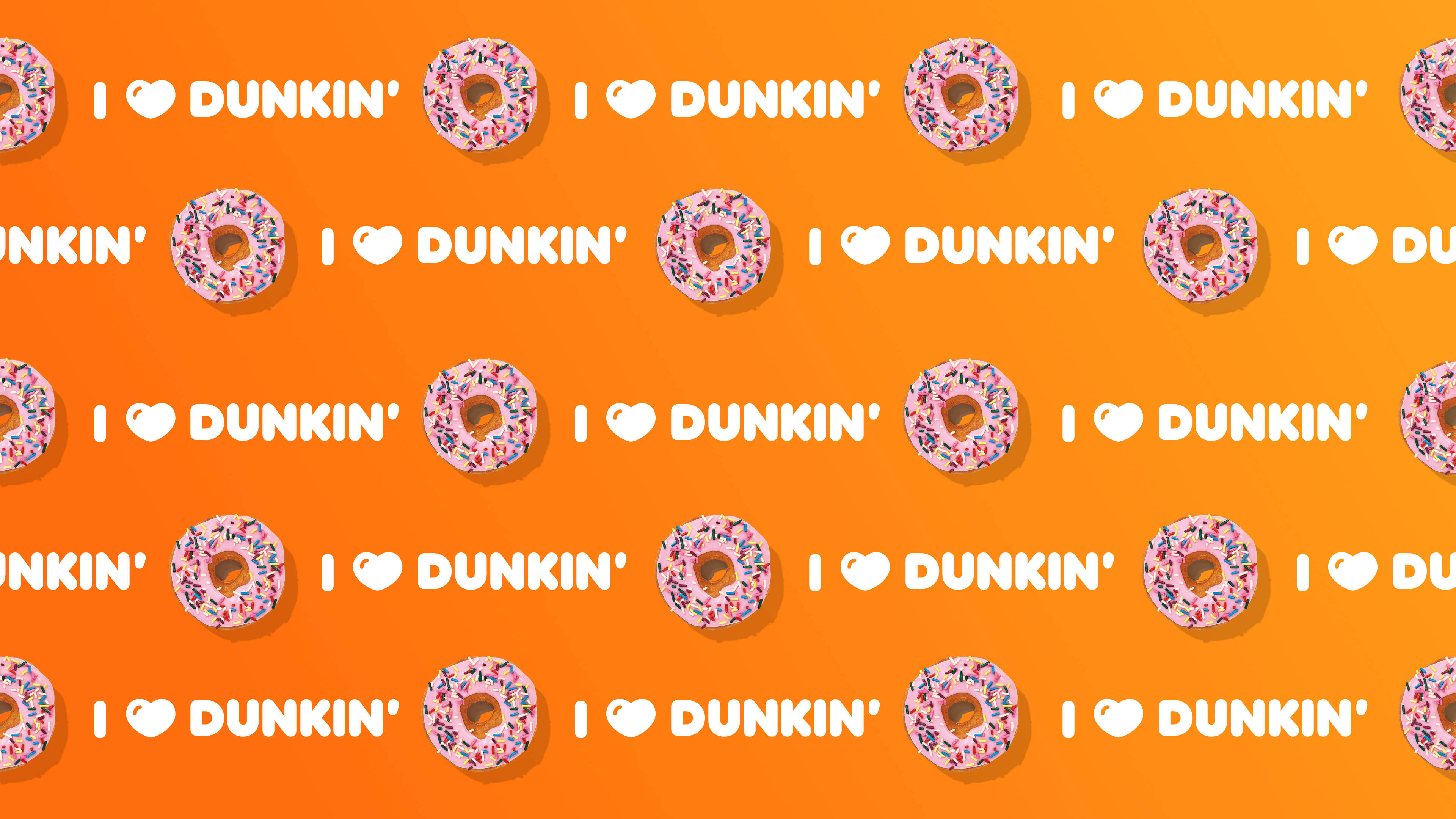 Dunkin, I ❤ DUNKIN, vibrant orange, 4K Desktop Wallpaper