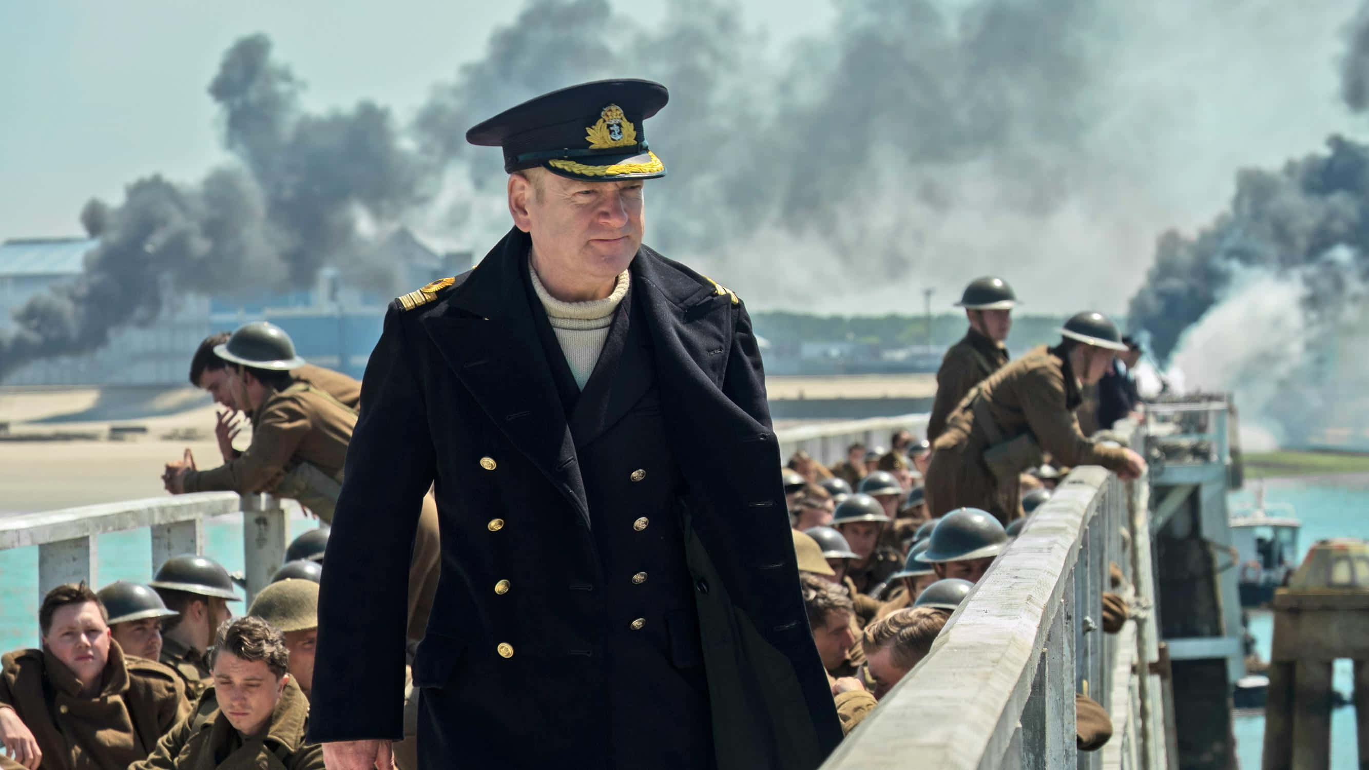 Dunkirk Beach, naval officer, dark uniform, 2K Desktop Wallpaper