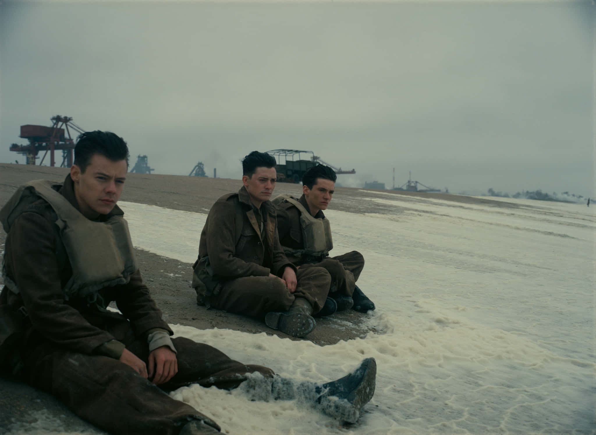Dunkirk Beach, sunset, soldiers, Full HD Desktop Wallpaper