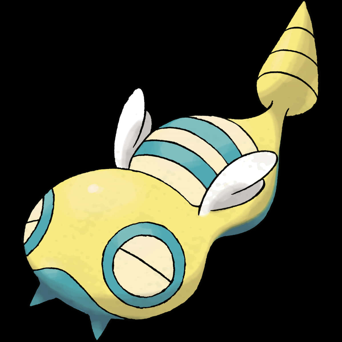 Dunsparce, yellow and teal striped, white fins, SD Desktop Wallpaper
