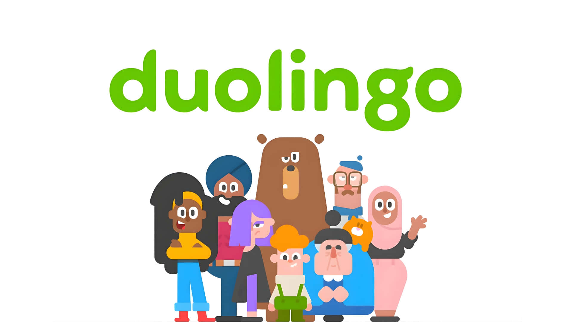 Duolingo, green Duolingo logo, bear, Full HD Desktop Wallpaper