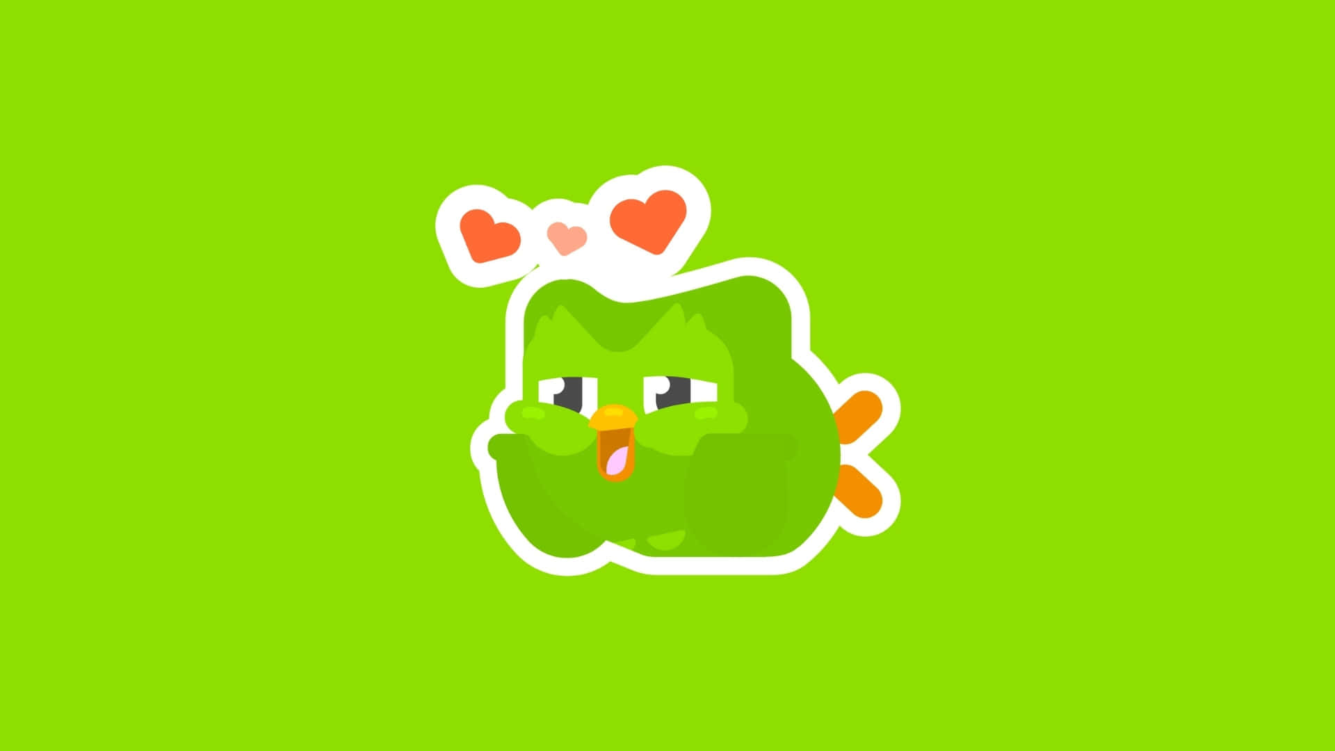 Duolingo, love emoji, green cartoon bird, Full HD Desktop Wallpaper