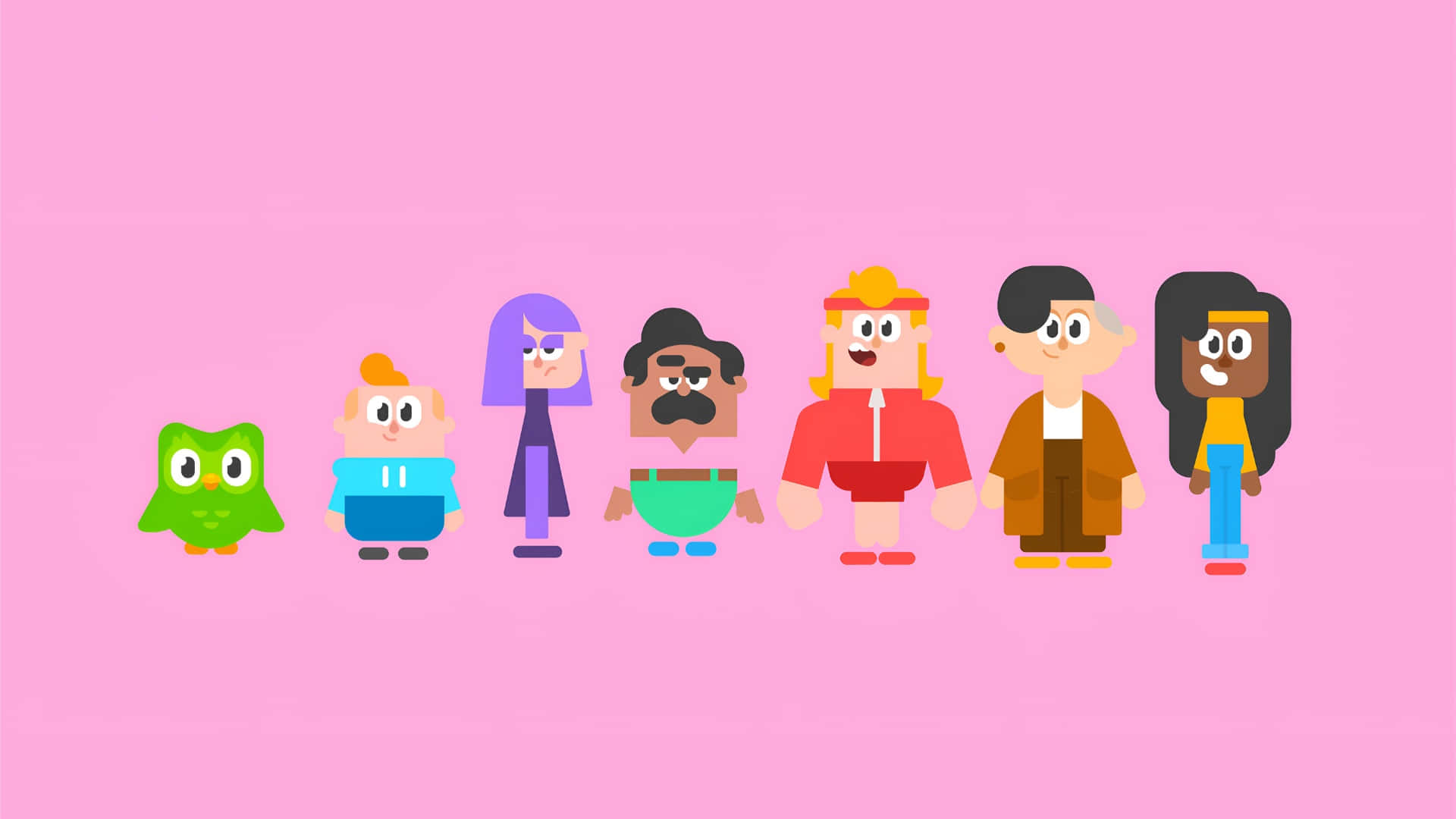 Duolingo, owl, colorful cartoon characters, Full HD Desktop Wallpaper