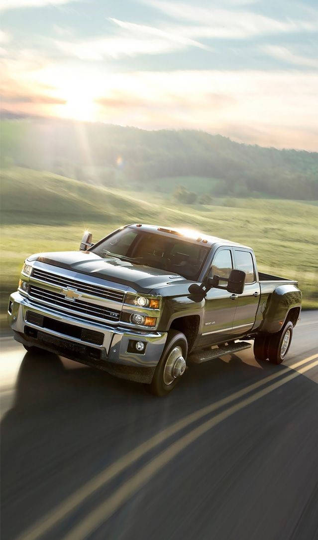 2016 Chevrolet Silverado, black, winding road, SD Phone Wallpaper