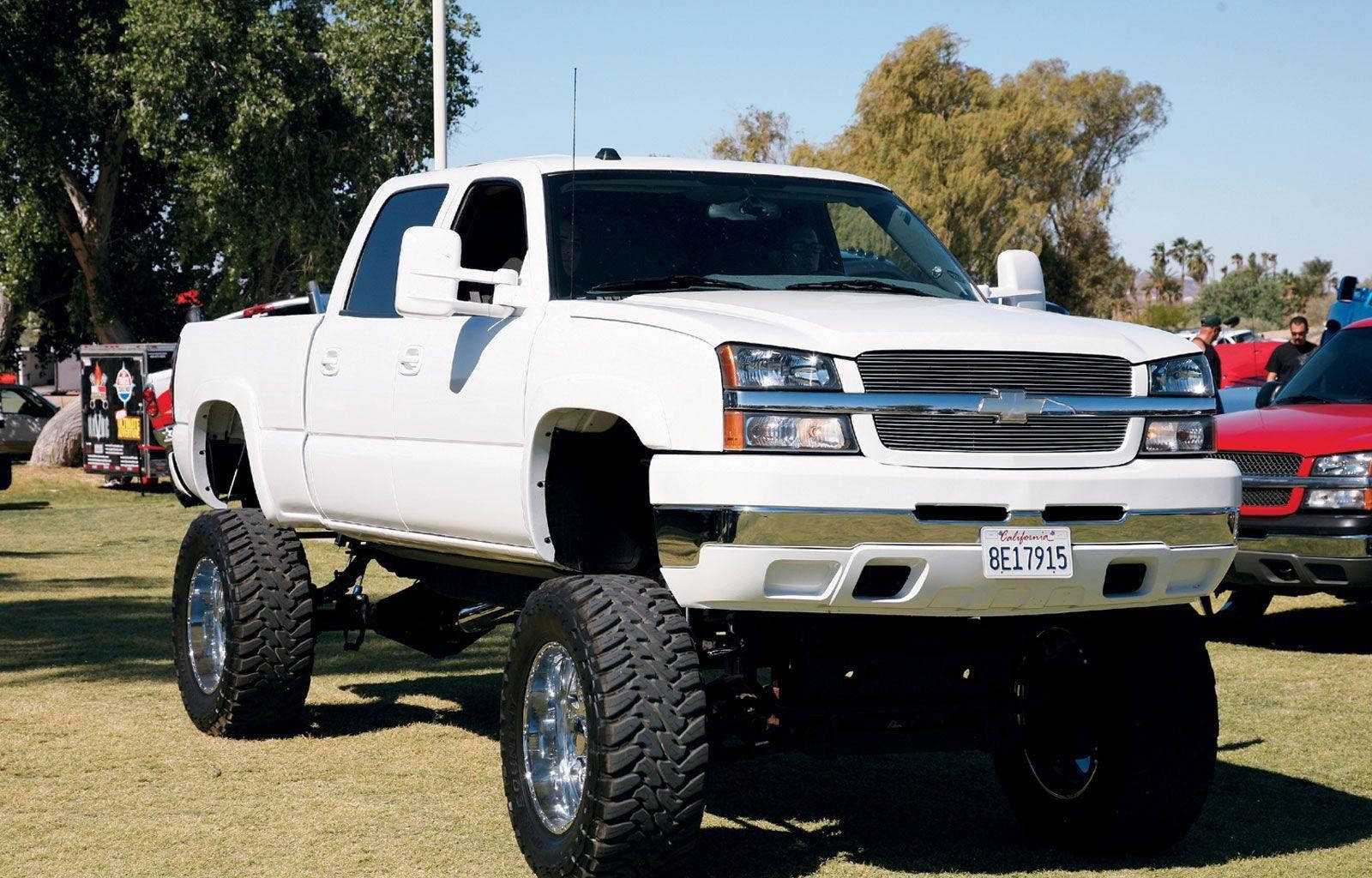 Chevrolet pickup truck, white, lifted, HD Desktop Wallpaper