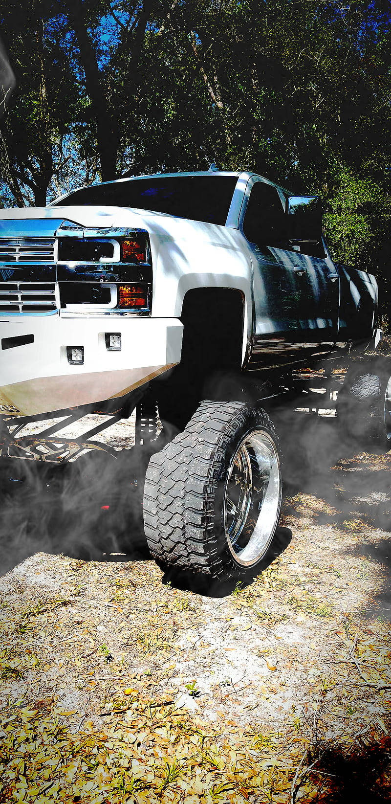 Duramax, white, lifted truck, HD Phone Wallpaper