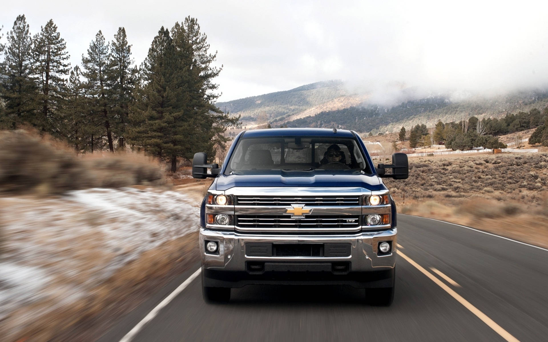 Duramax, Chevrolet truck, mountain road, Full HD Desktop Wallpaper