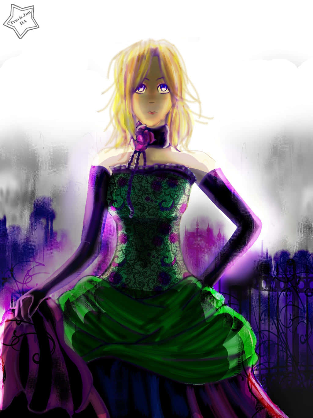 Durarara Vorona, blonde anime girl, green and purple gothic dress, HD Phone Wallpaper