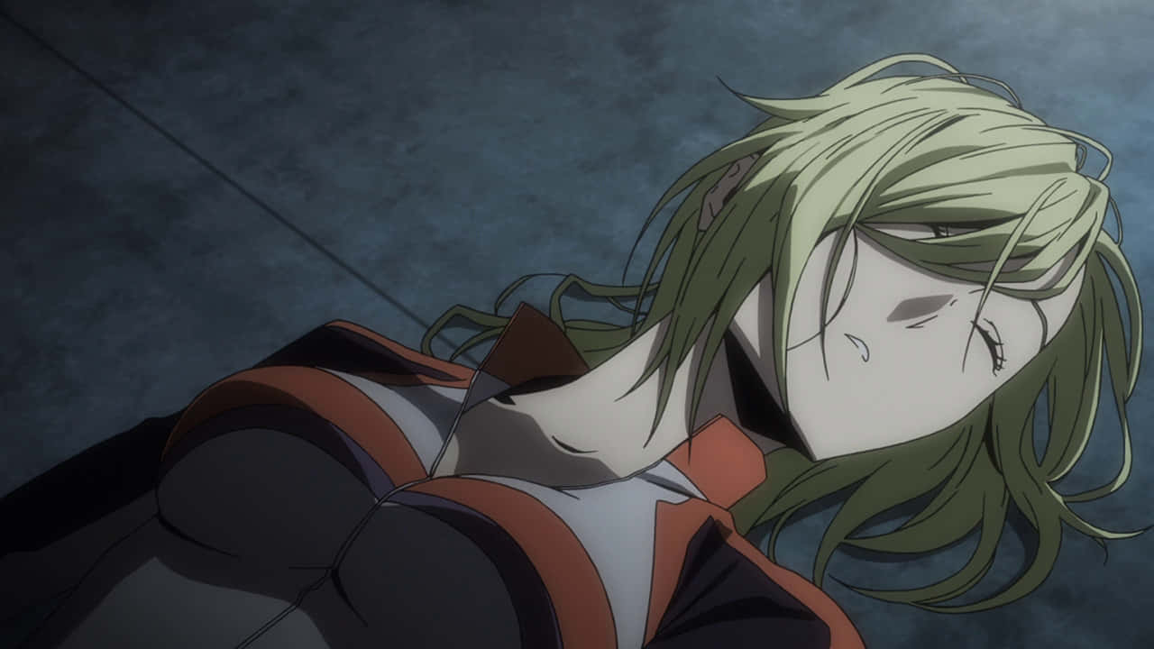 Durarara Vorona, green-haired anime character, dark textured floor, HD Desktop Wallpaper