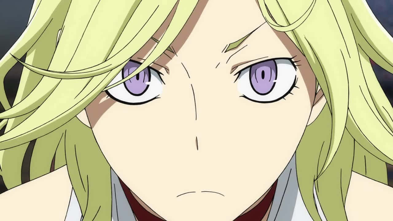 Durarara Vorona, vibrant green hair, intense purple eyes, HD Desktop Wallpaper