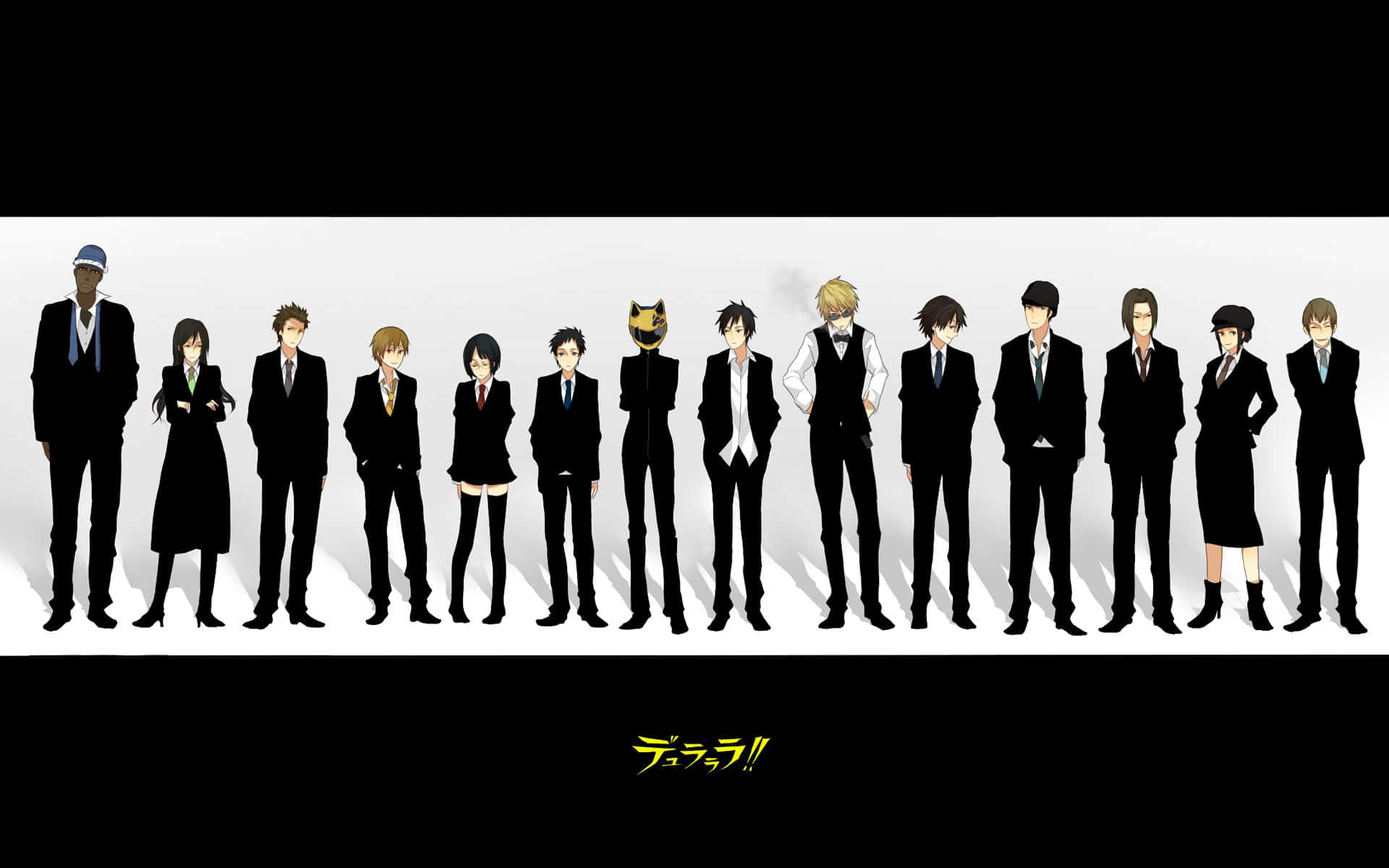 Durarara, anime characters, formal black suits, Full HD Desktop Wallpaper