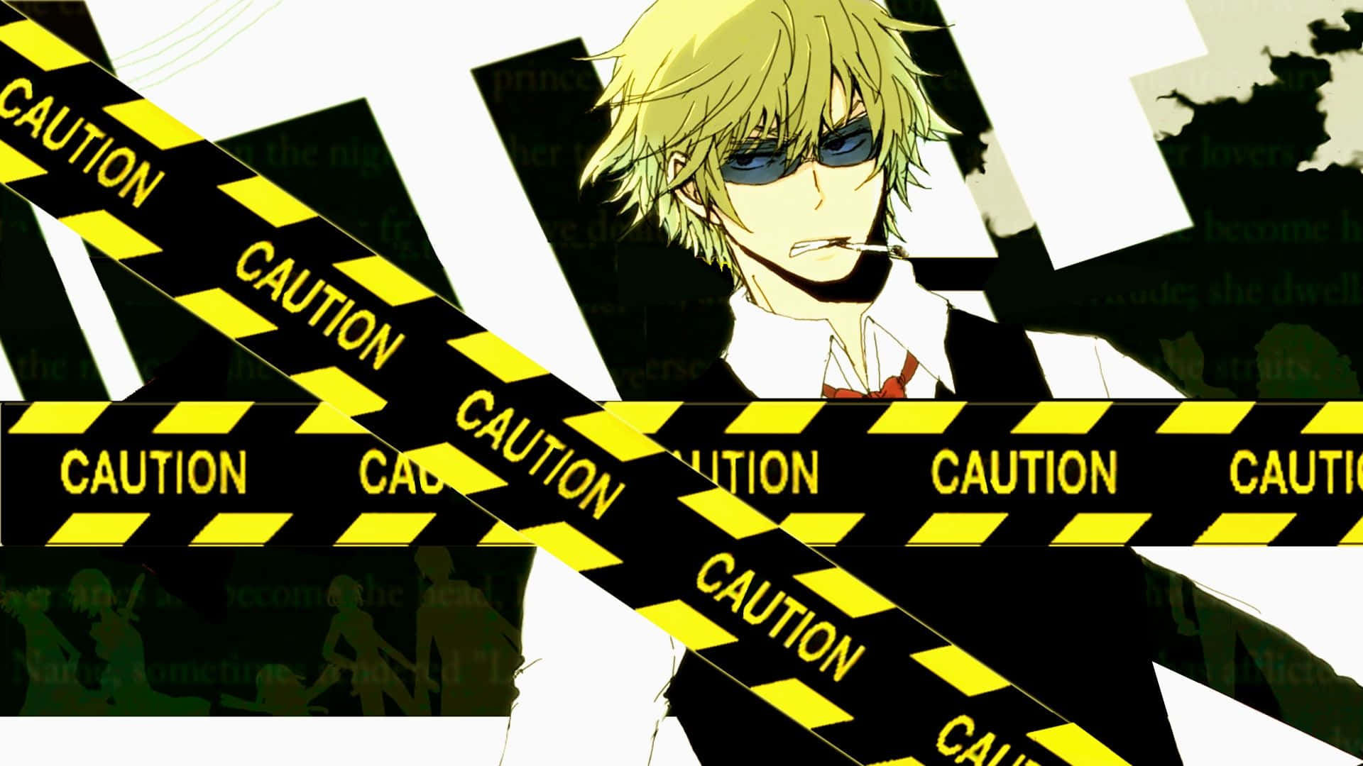 Durarara, 1920 x 1080, yellow caution tape, Full HD Desktop Wallpaper