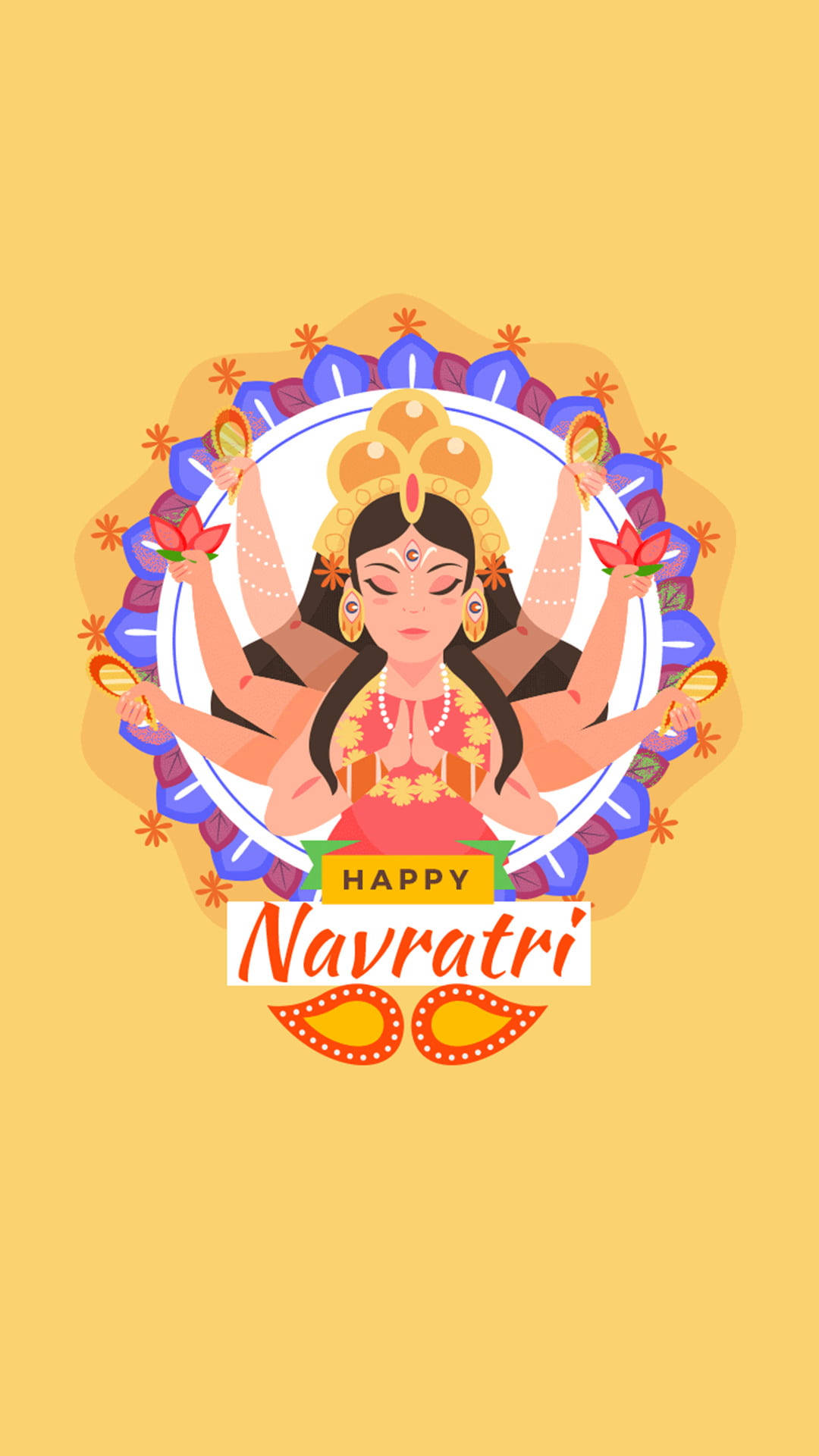 Durga Devi, Navratri celebrations, multiple arms, Full HD Phone Wallpaper