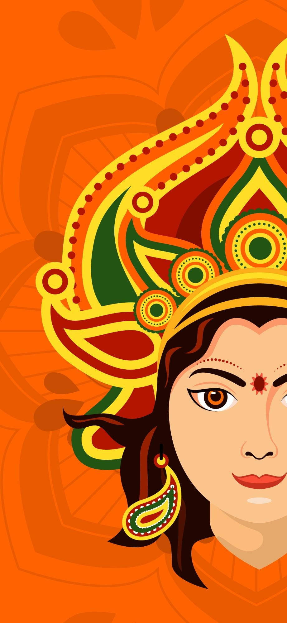 Durga Devi, intricate traditional headdress, jewelry, Full HD Phone Wallpaper
