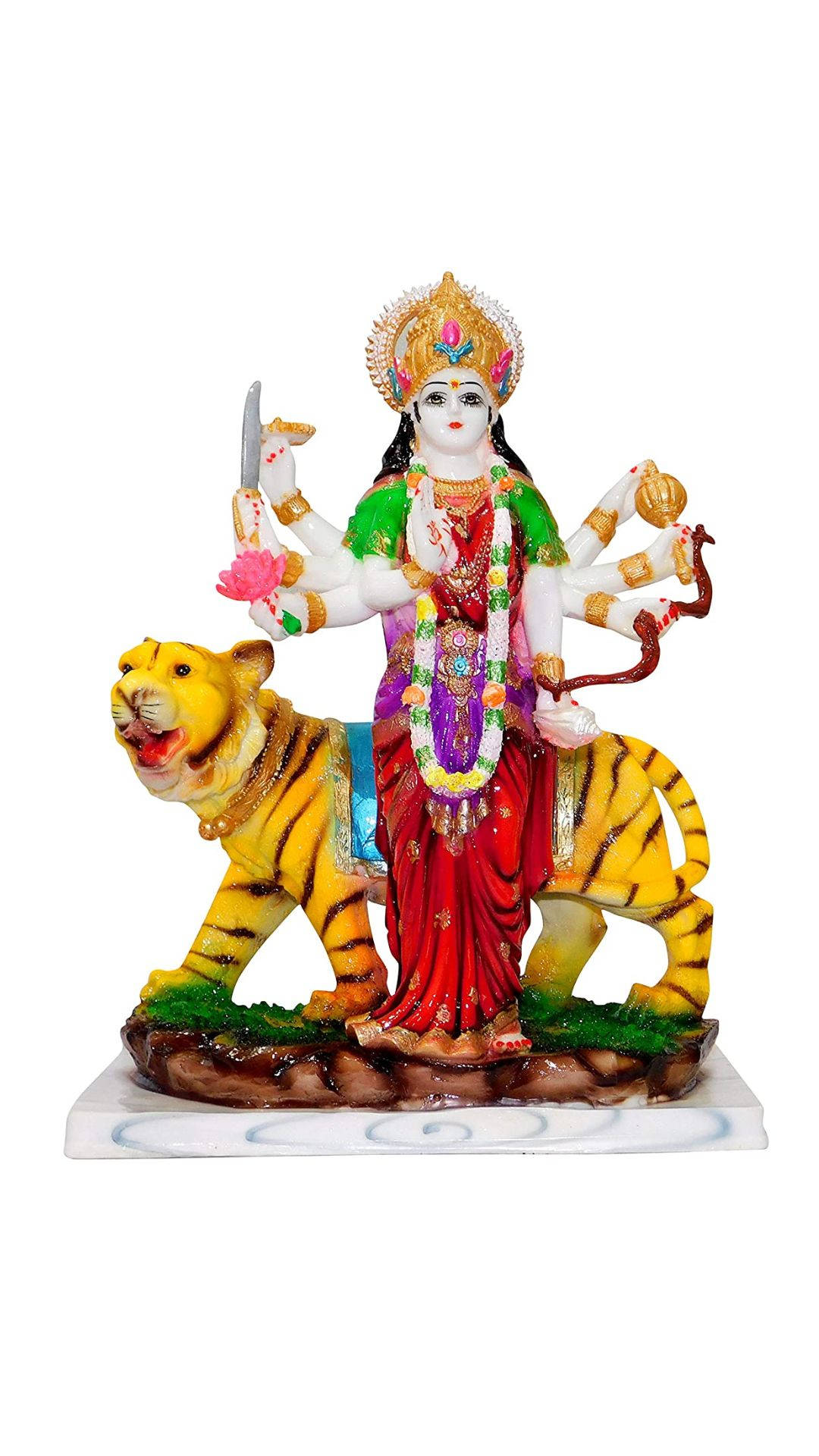 Durga Mata, tiger, multi-armed Hindu goddess, Full HD Phone Wallpaper