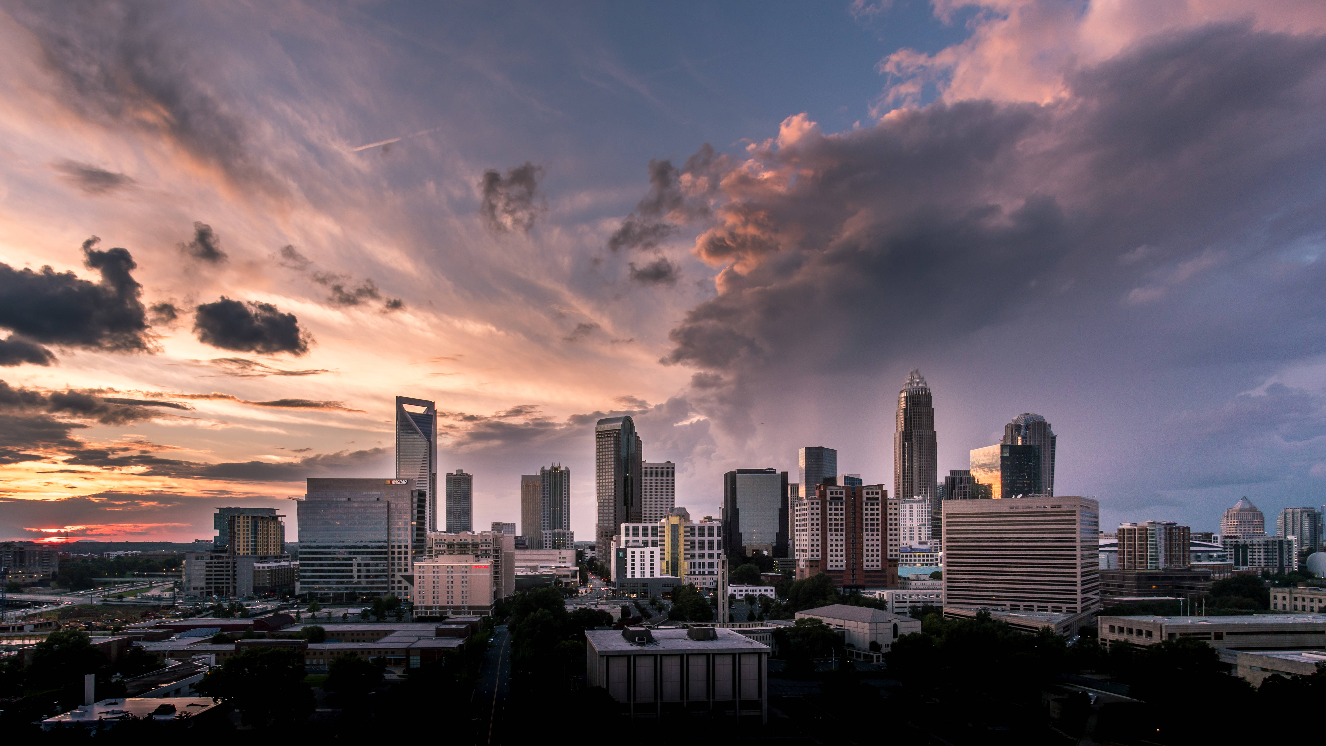 Durham, Skyline, Sunset, 5K Desktop Wallpaper
