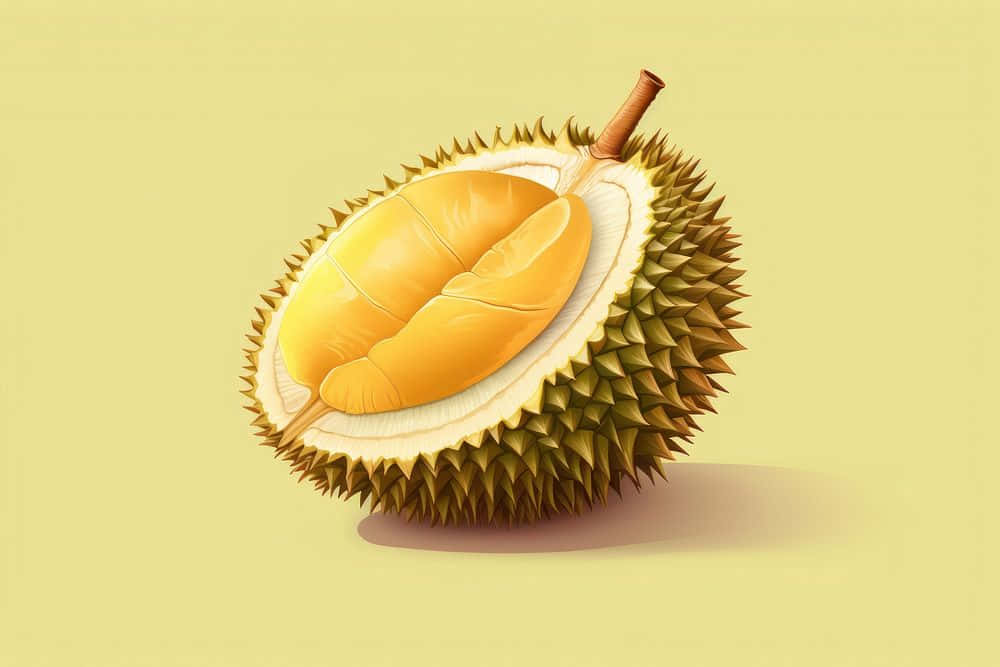 durian, spiky green husk, creamy yellow flesh, SD Desktop Wallpaper