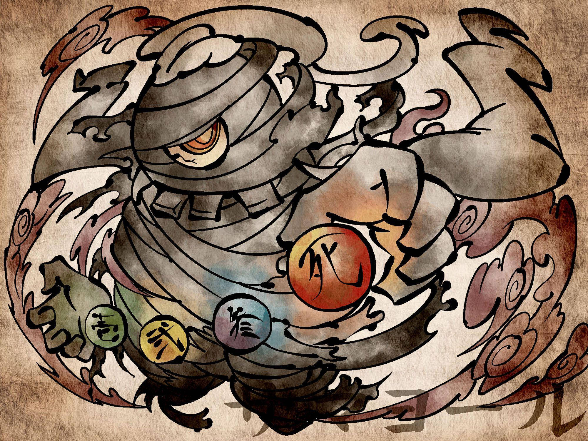 Dusclops, multicolored orbs, swirling robes, Full HD Desktop Wallpaper