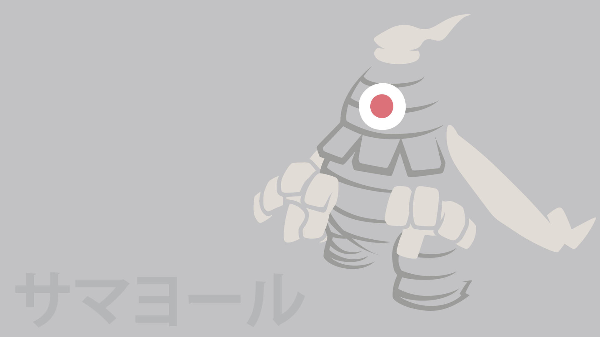 Gray Dusclops, minimalist gray cartoon samurai, red dot eye, Full HD Desktop Wallpaper