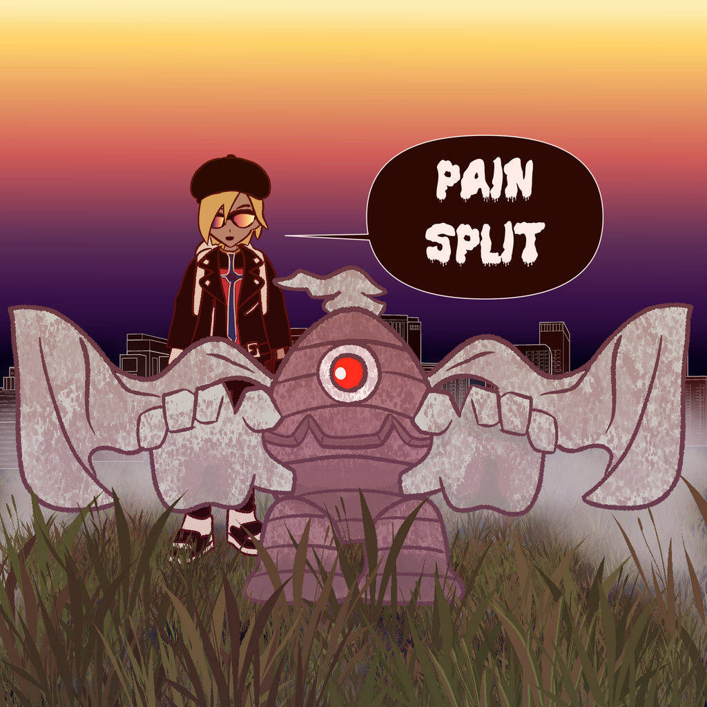 Dusclops, emo-looking trainer, single red eye, SD Desktop Wallpaper