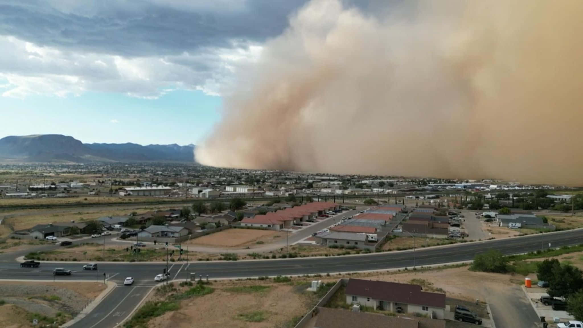 dust storm, suburbia, houses, Full HD Desktop Wallpaper