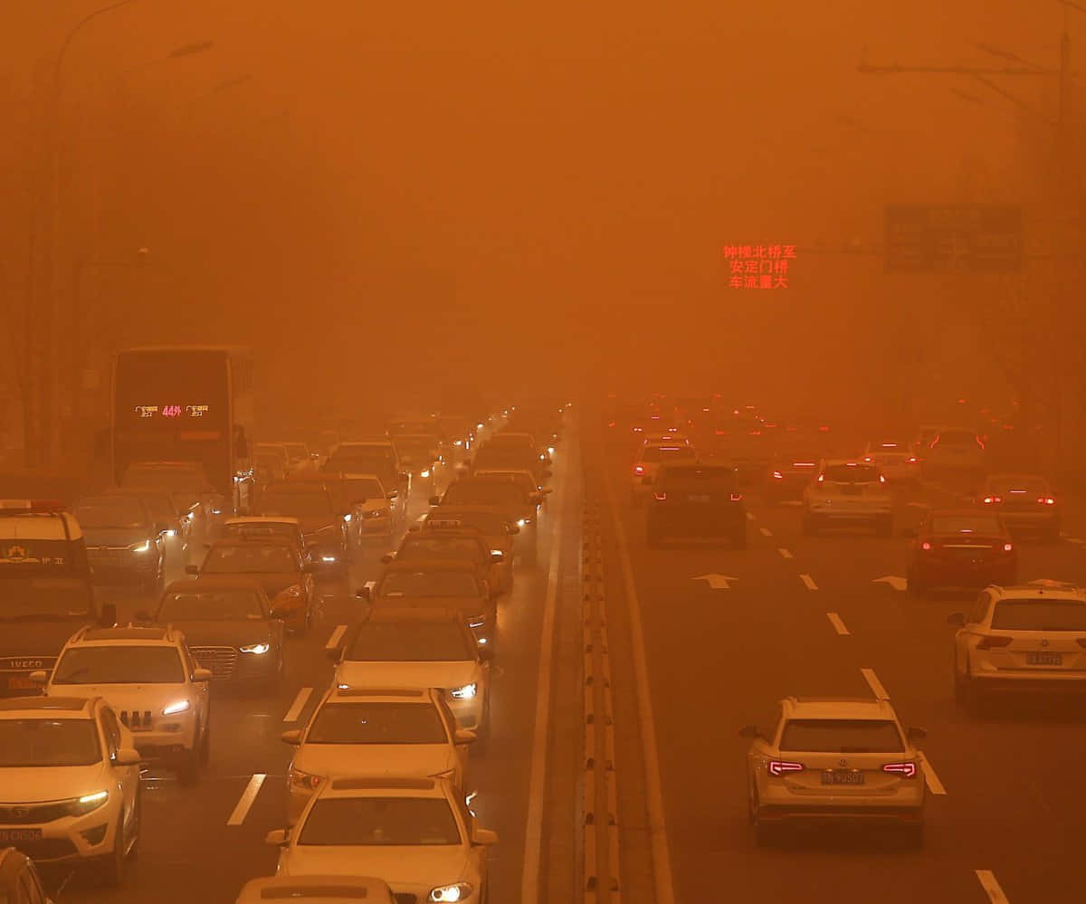 Dust Storm, city traffic, haze, SD Desktop Wallpaper