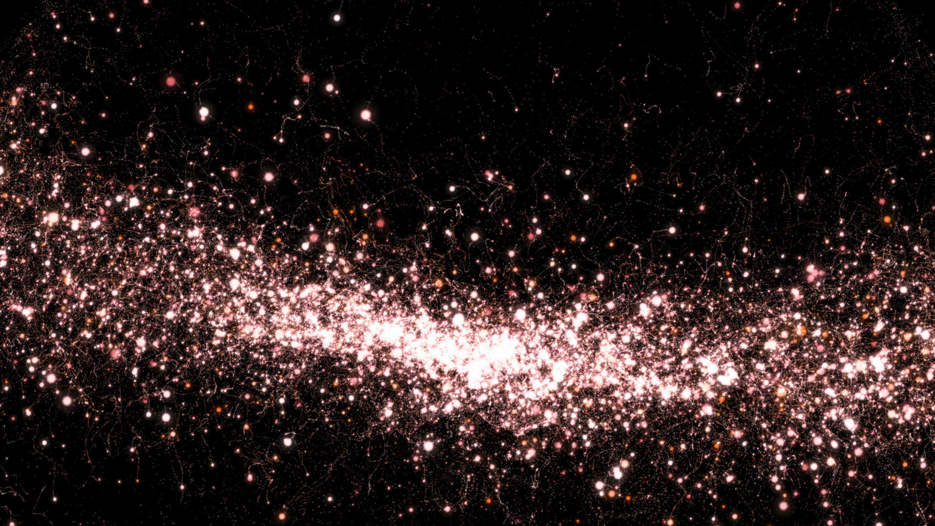 rose gold dust, cosmic galaxy, pink stars, 4K Desktop Wallpaper