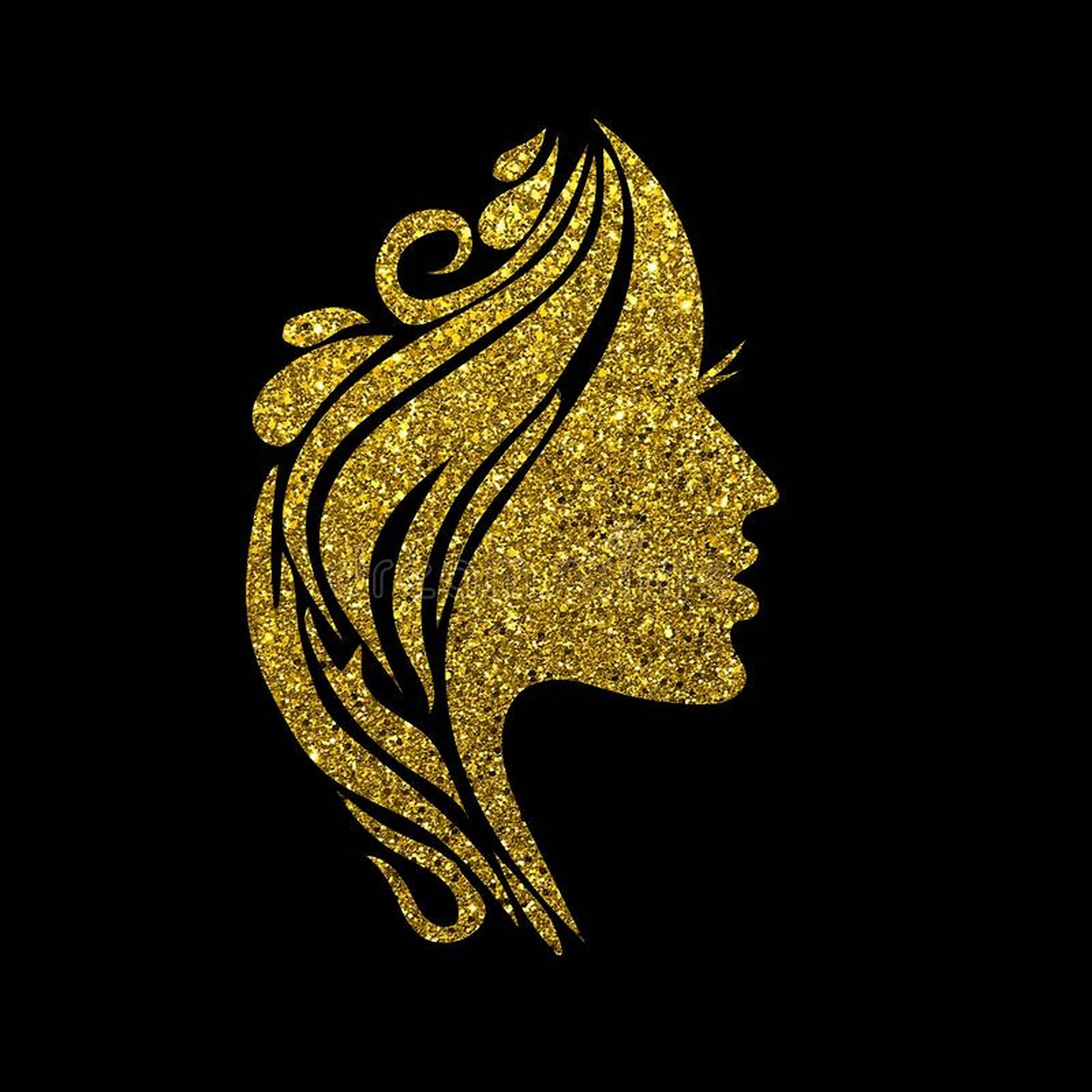Gold Dust Girl, golden glitter, silhouette, Full HD Desktop Wallpaper