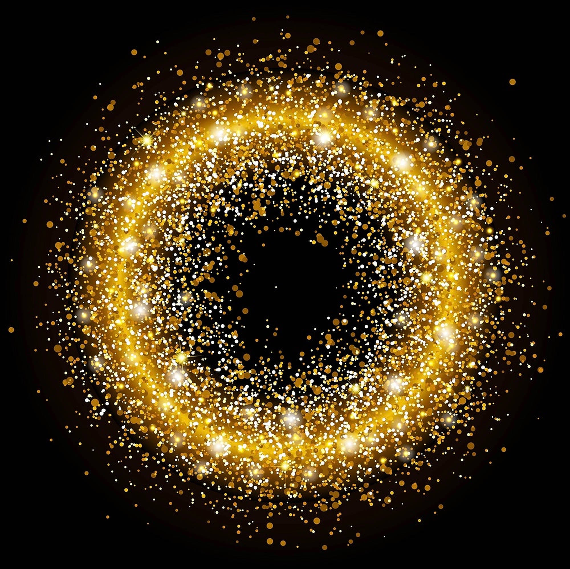 circular gold dust, golden ring, sparkling particles, Full HD Desktop Wallpaper