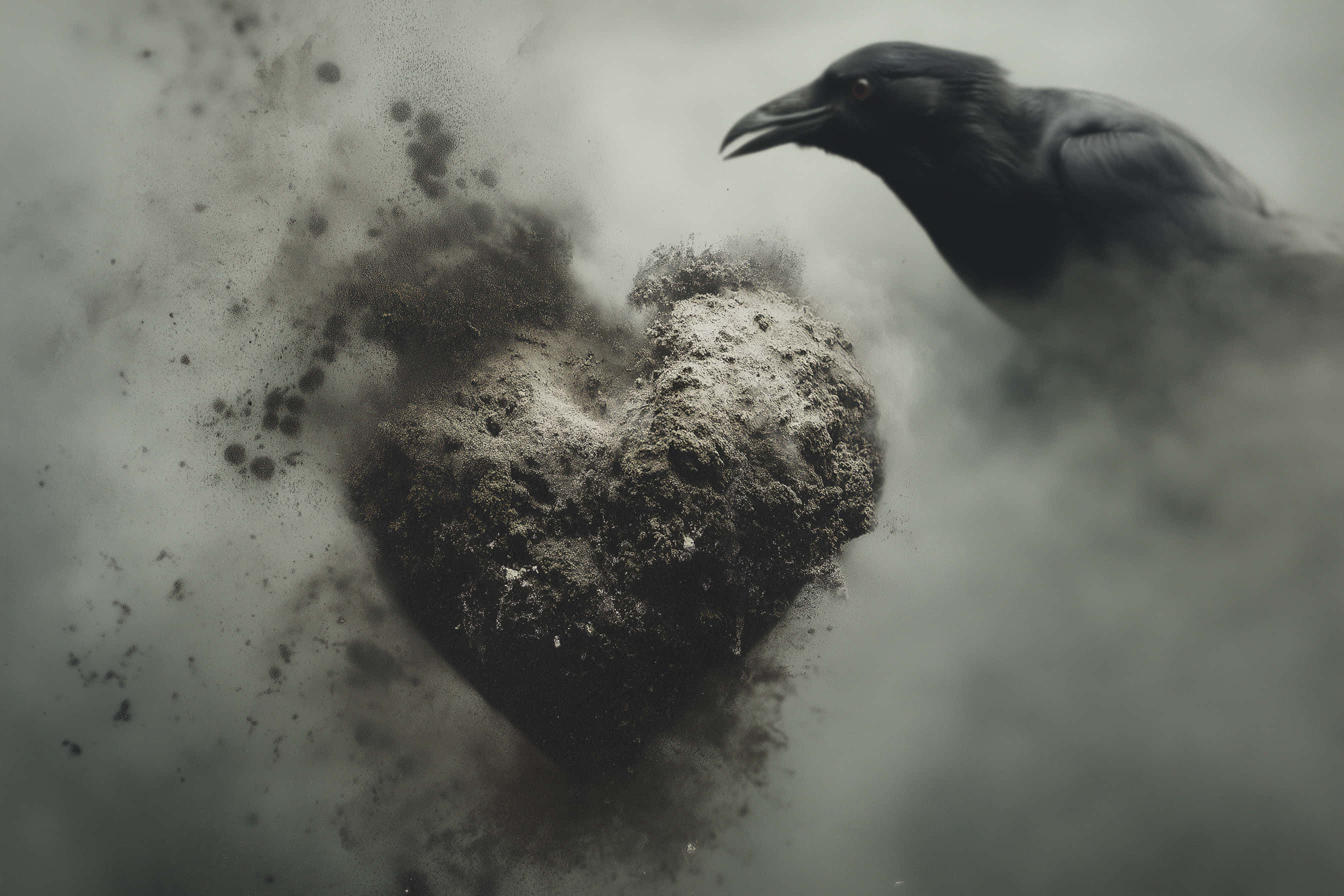 textured heart, crumbling earth, dust, 2K Desktop Wallpaper