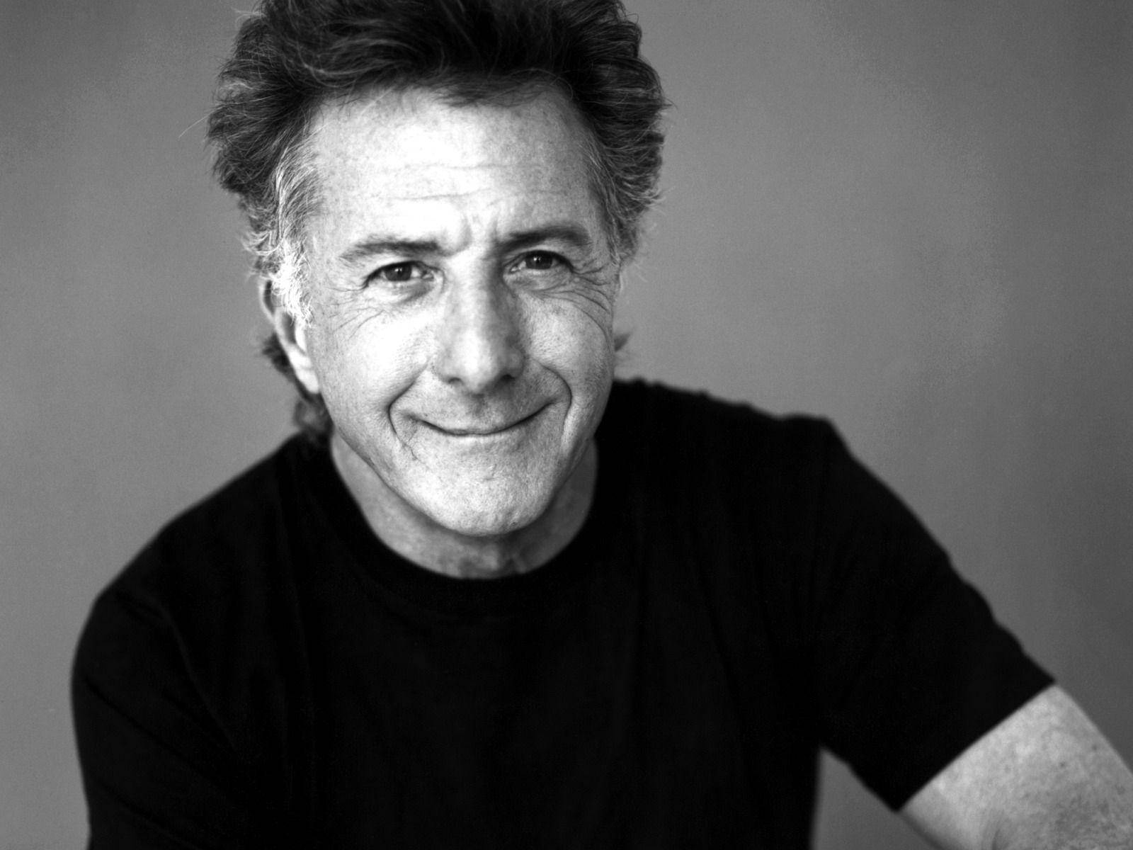 Dustin Hoffman, black and white portrait, middle-aged man, HD Desktop Wallpaper