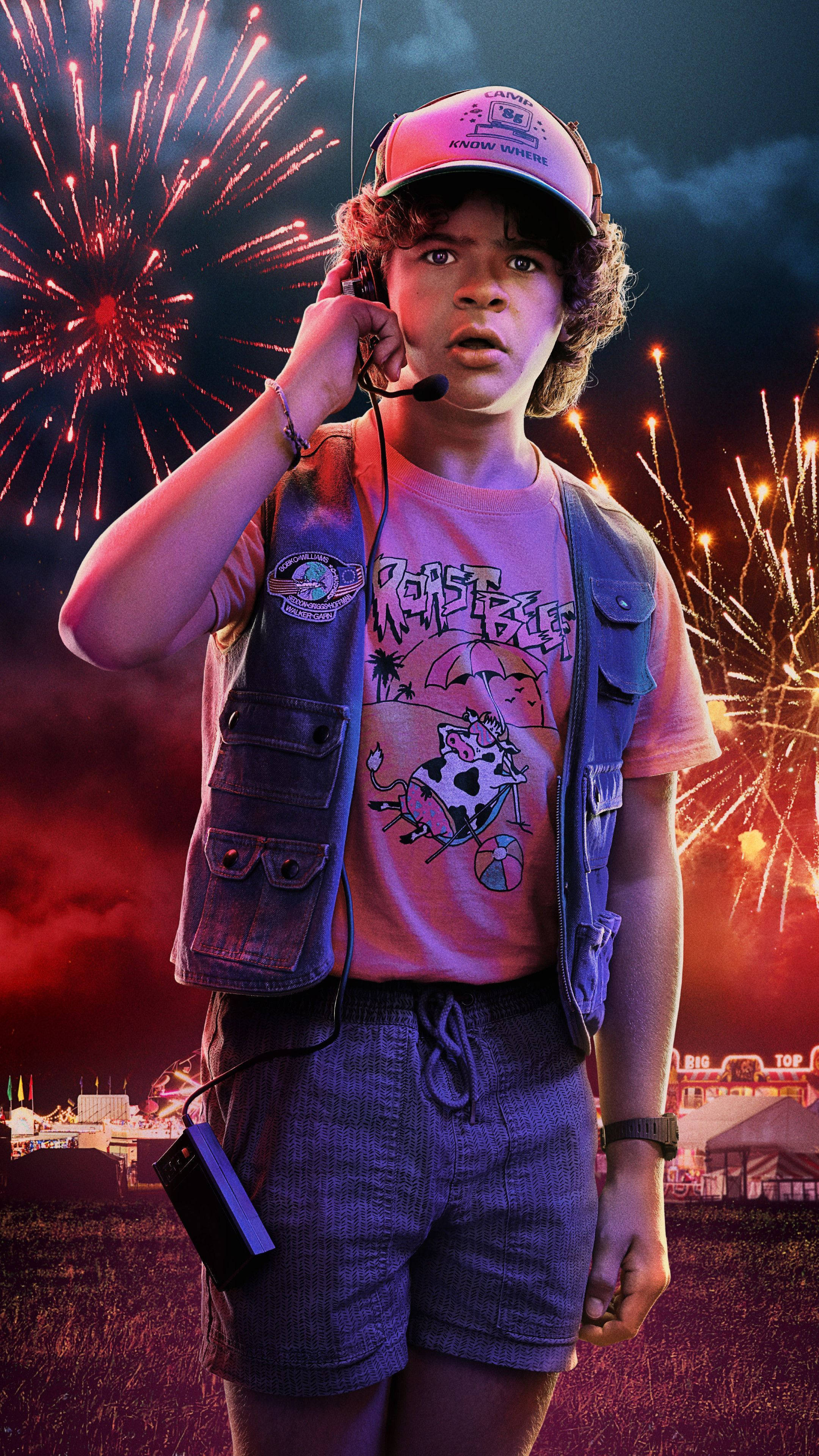 Dustin, Stranger Things, pink shirt, 4K Phone Wallpaper